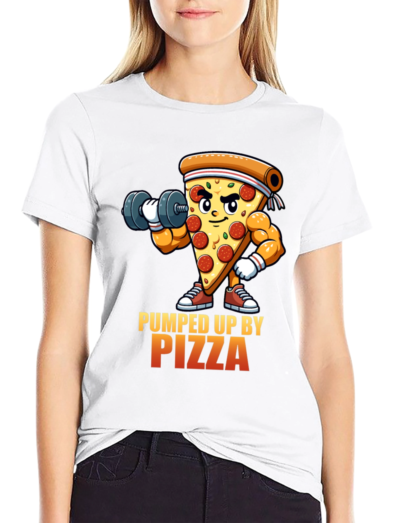 Pumped Up By Pizza Black T-Shirt