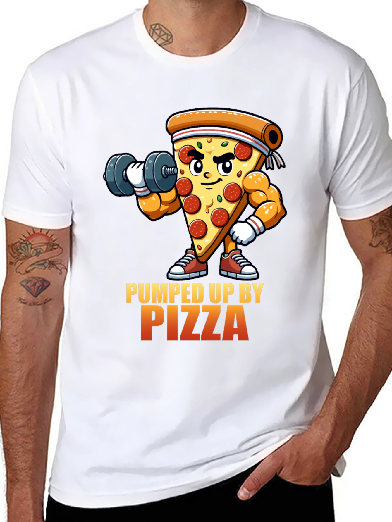 Pumped Up By Pizza Black T-Shirt