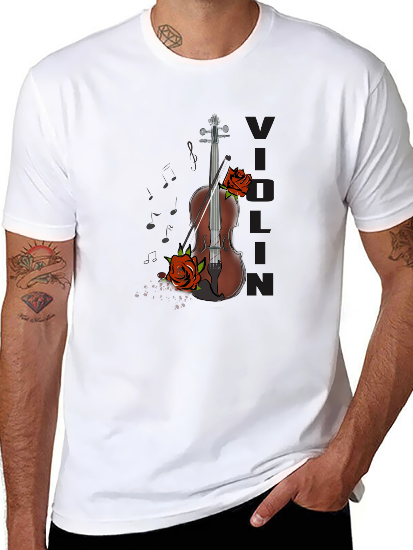 Violin & Roses Graphic Tee - Music Lovers T-Shirt