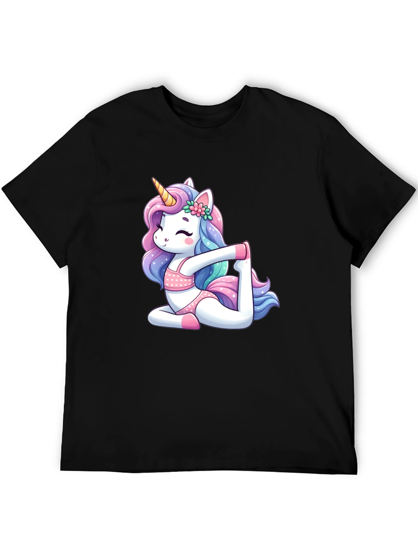 Unicorn Yoga Black T-Shirt