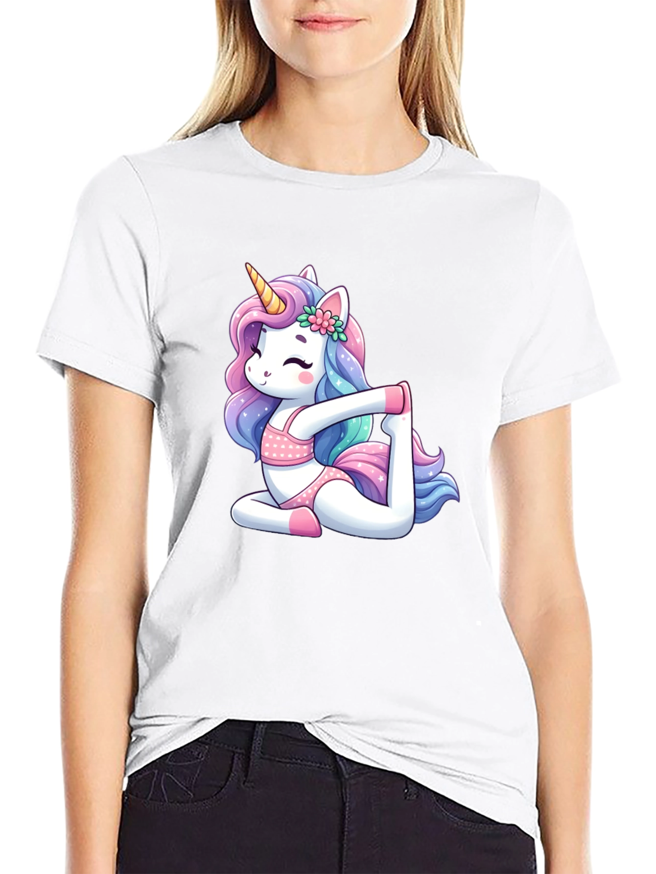 Unicorn Yoga Black T-Shirt