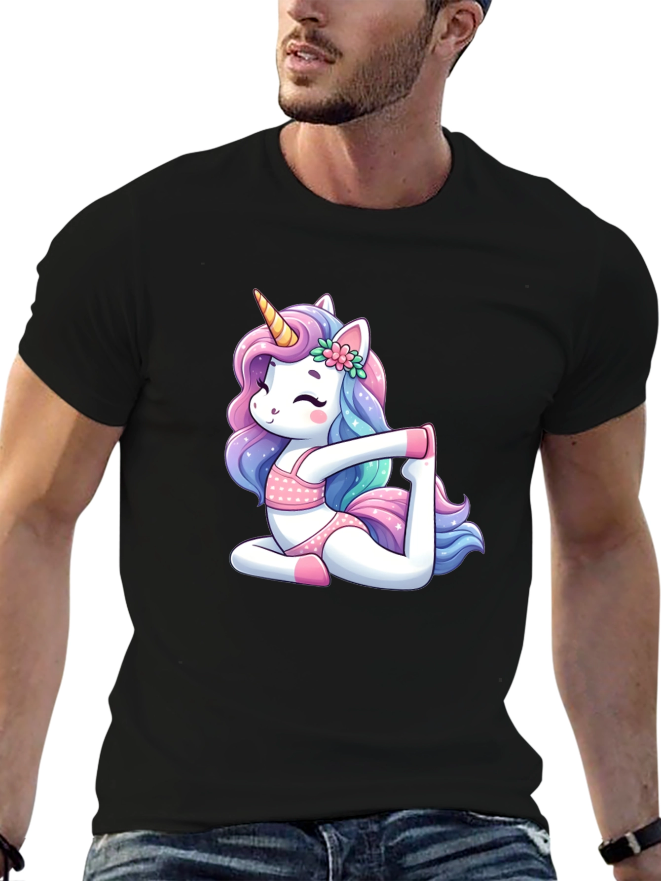 Unicorn Yoga Black T-Shirt