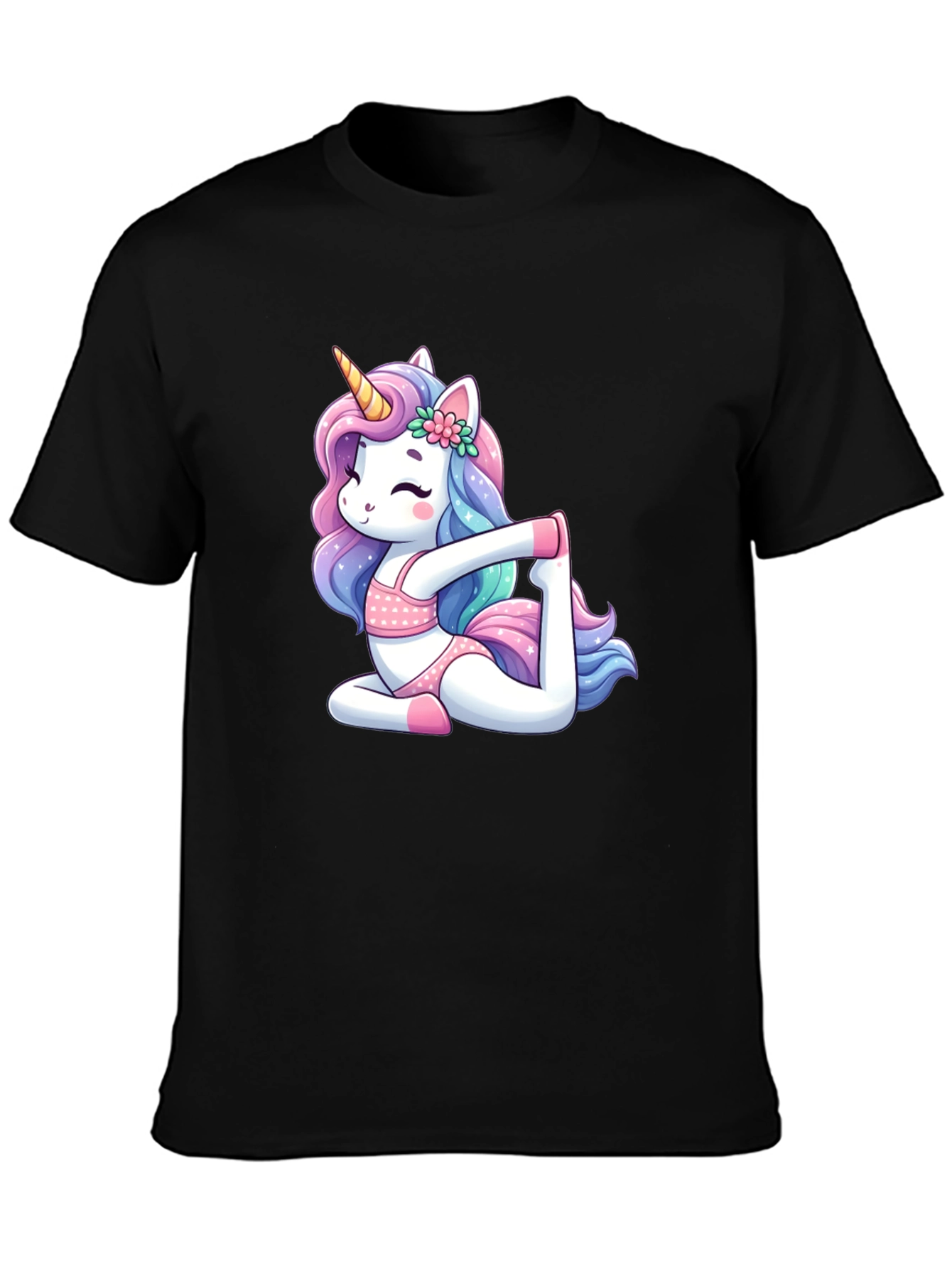 Unicorn Yoga Black T-Shirt
