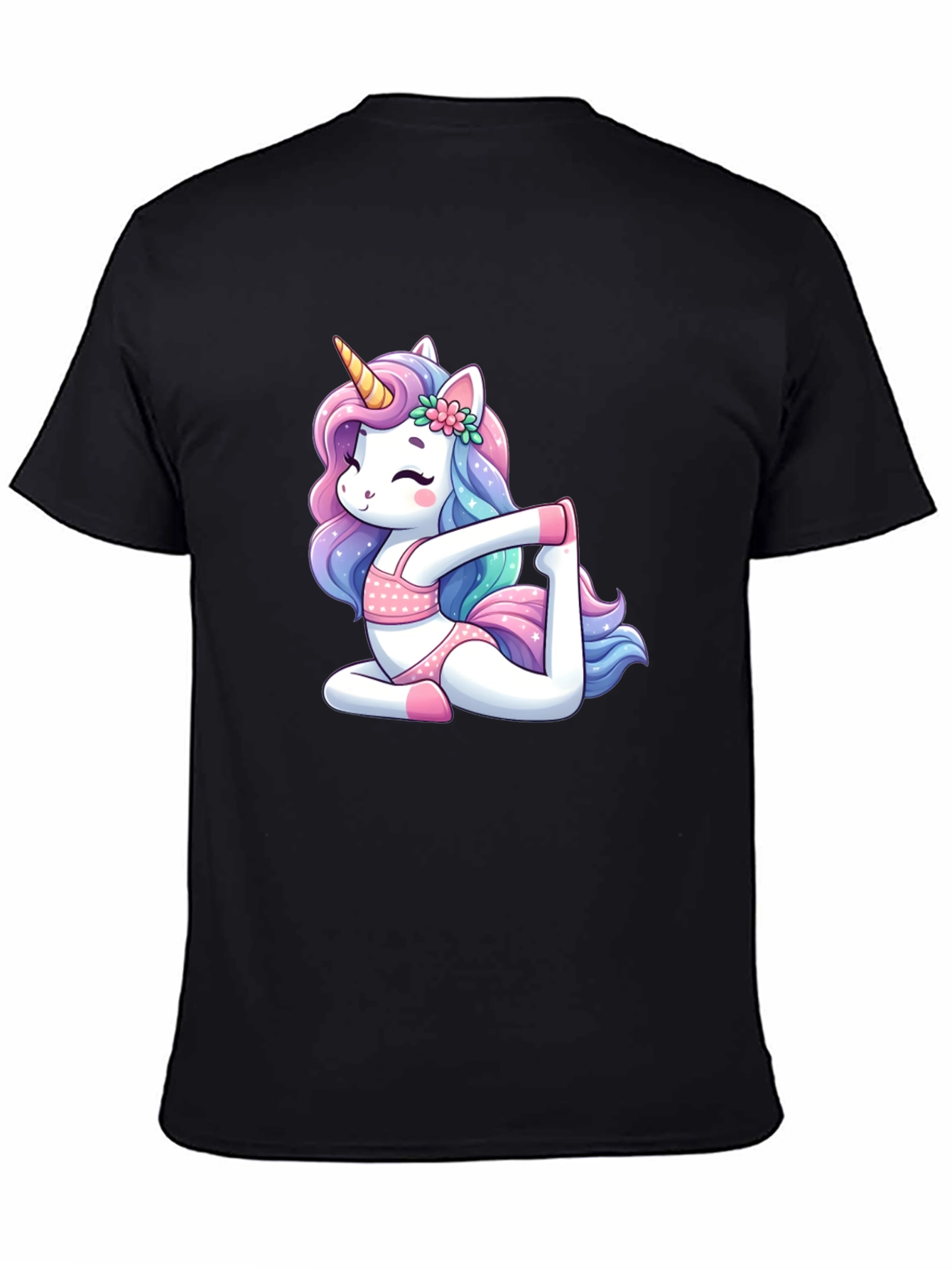 Unicorn Yoga Black T-Shirt