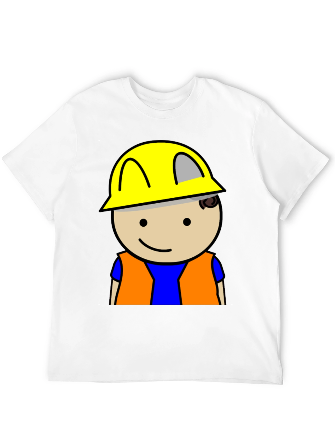 Construction Worker Graphic Tee - Black Cotton T-Shirt