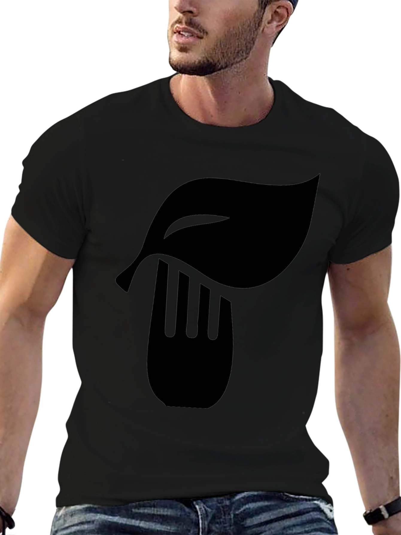 Leaf & Fork Graphic Black T-Shirt