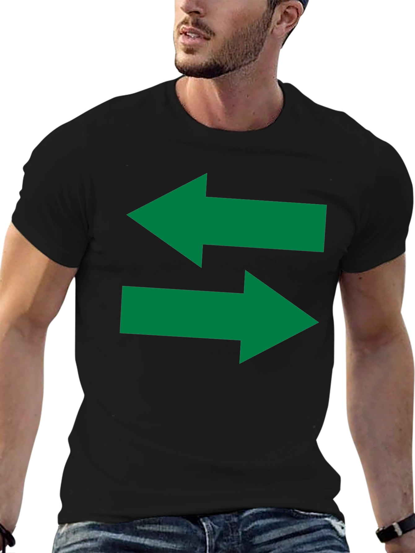 Arrow Graphic Tee - Black Cotton Shirt
