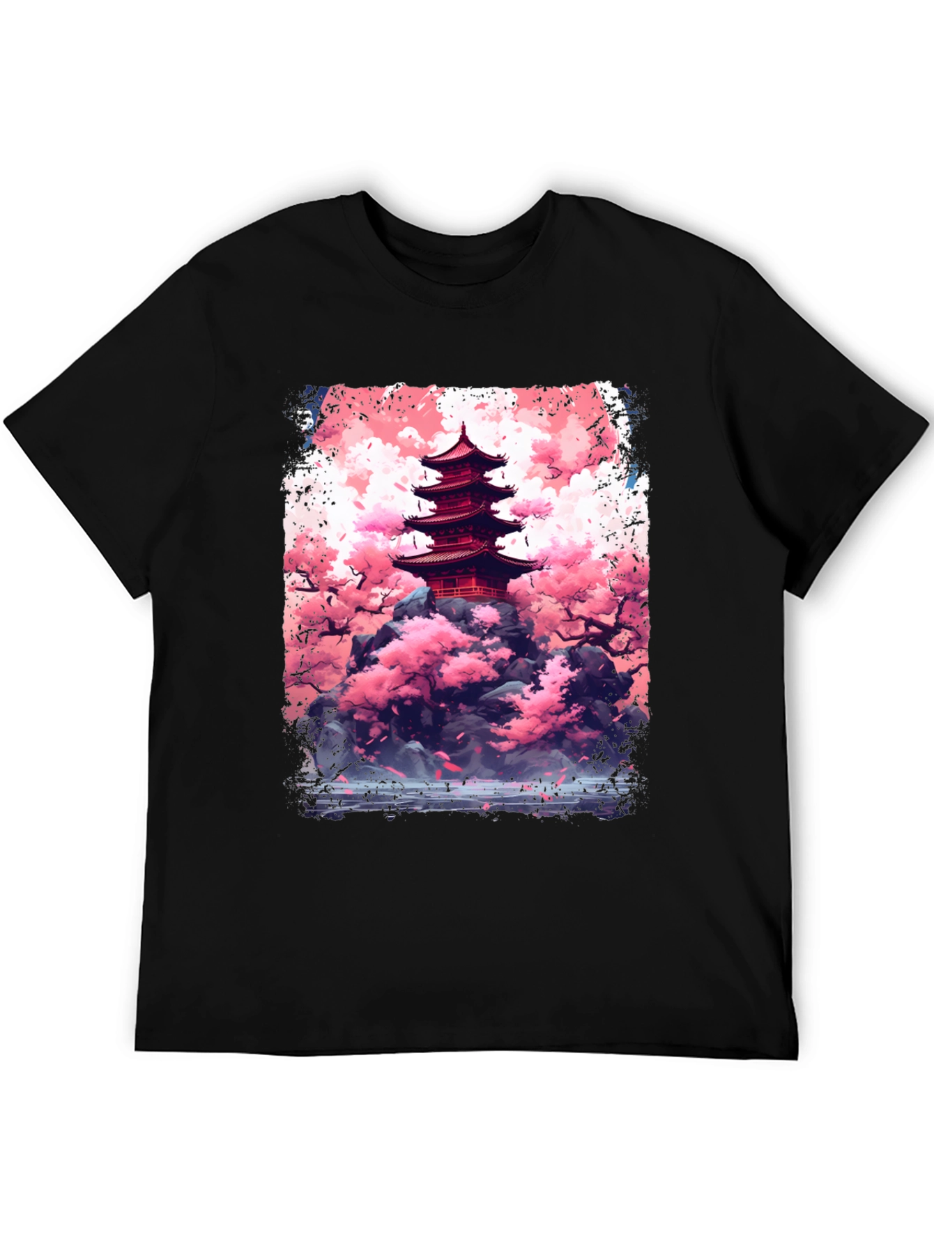 Japanese Pagoda Cherry Blossom Graphic Tee
