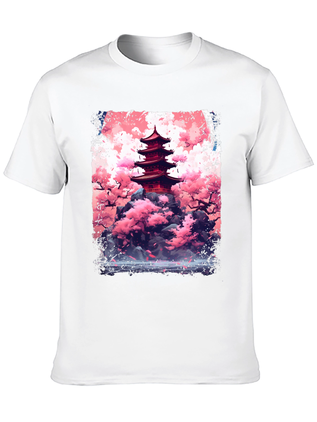 Japanese Pagoda Cherry Blossom Graphic Tee