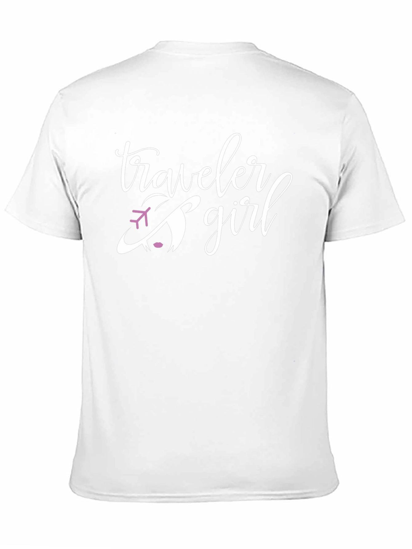 Traveler Girl Black T-Shirt with Airplane Graphic