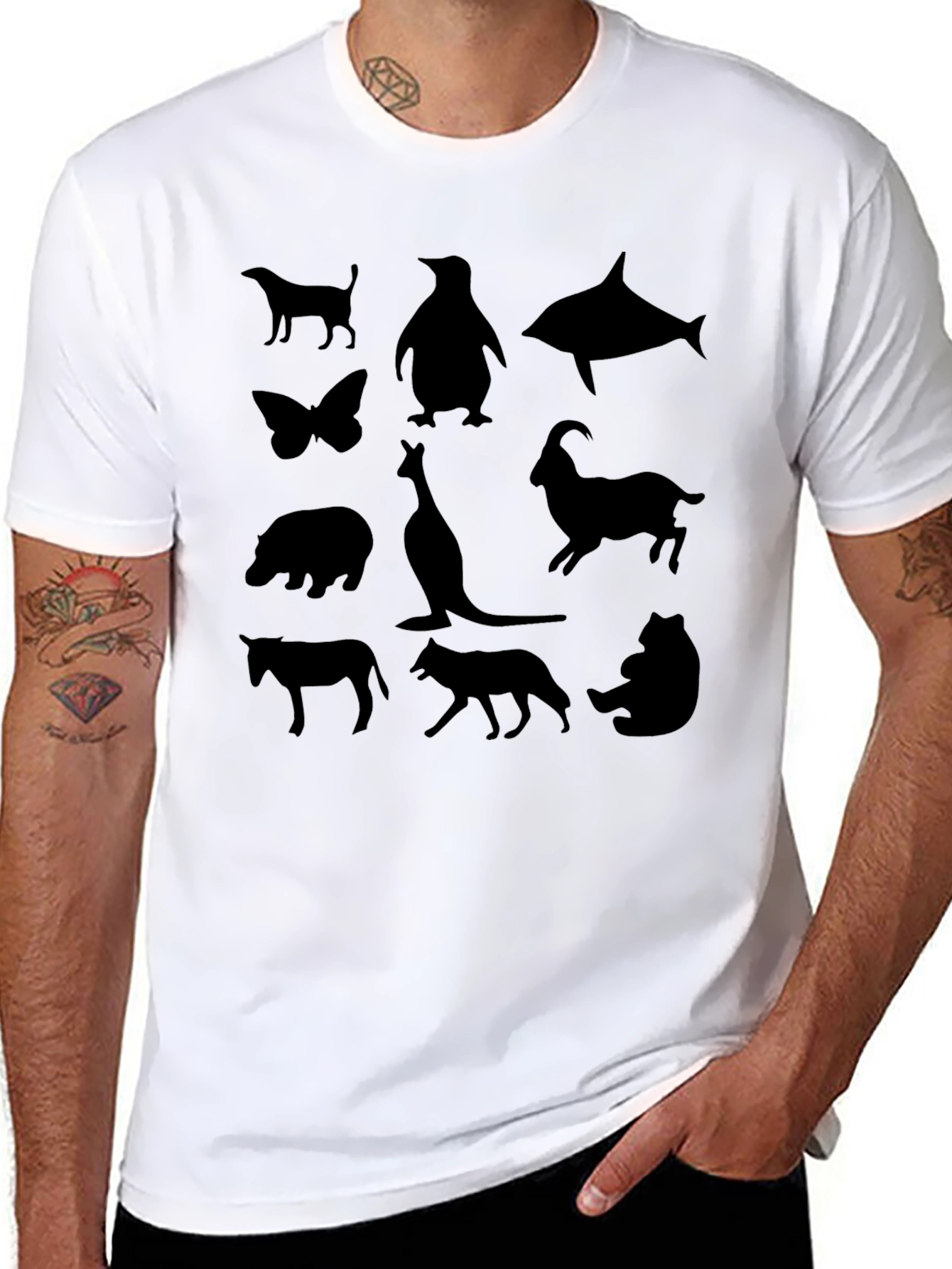 Animal Silhouette Graphic Tee - Unisex Black T-Shirt