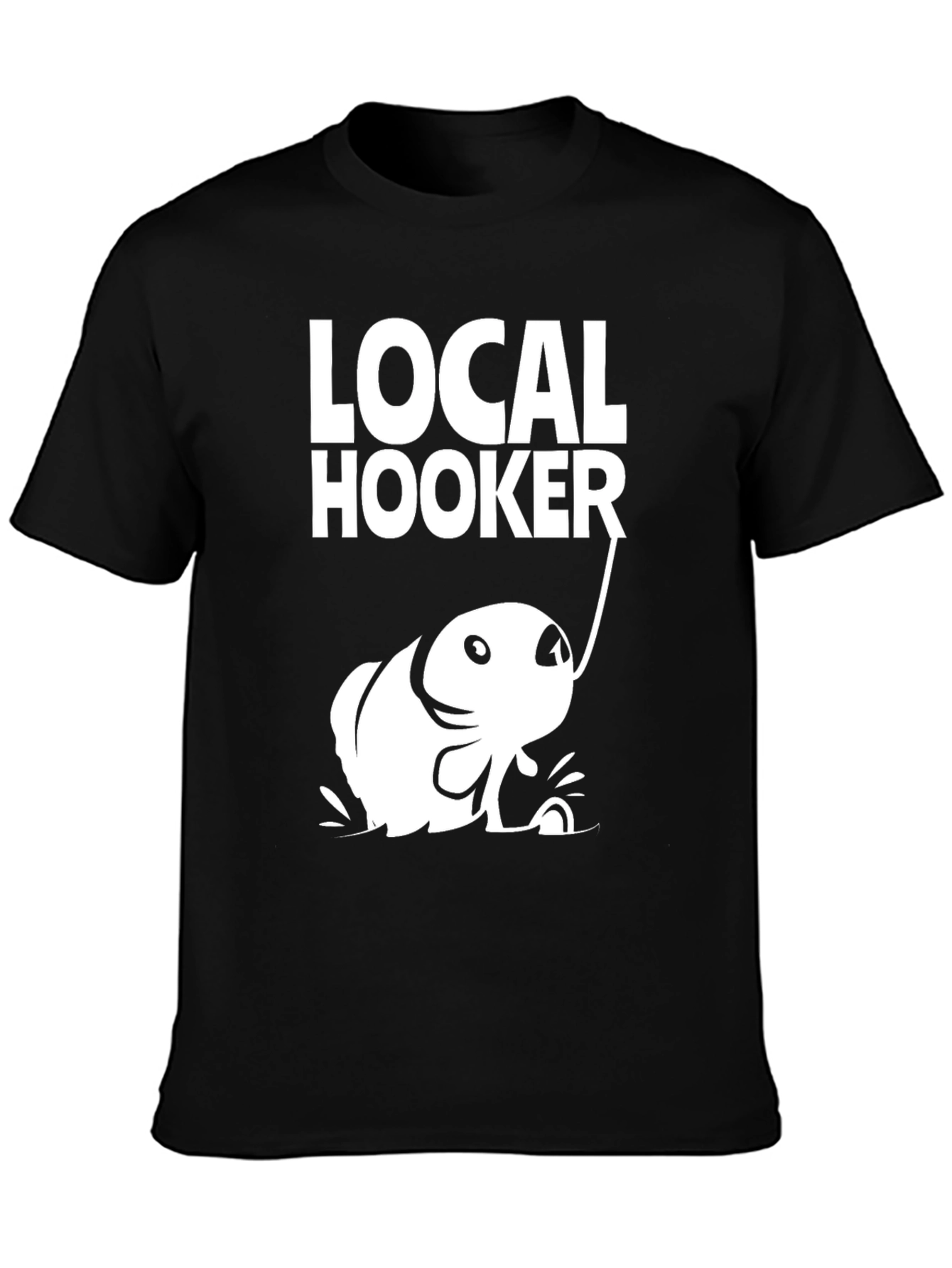 Local Hooker Black Cotton T-Shirt for Fishing Enthusiasts