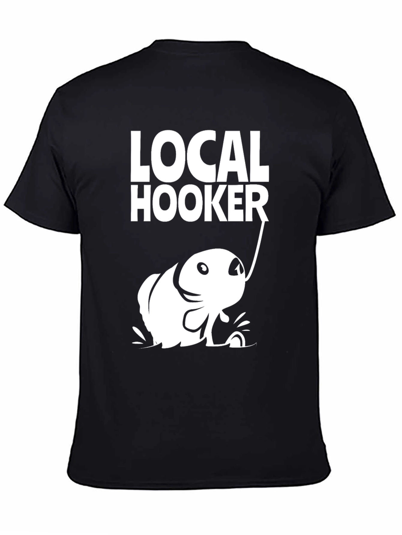 Local Hooker Black Cotton T-Shirt for Fishing Enthusiasts
