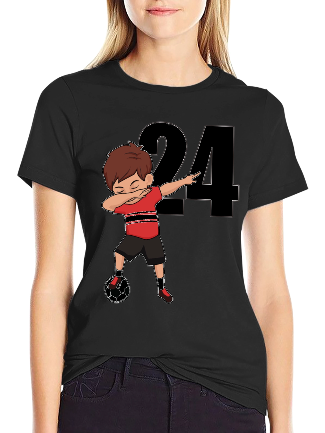 Dabbing Soccer Player Number 24 T-Shirt
