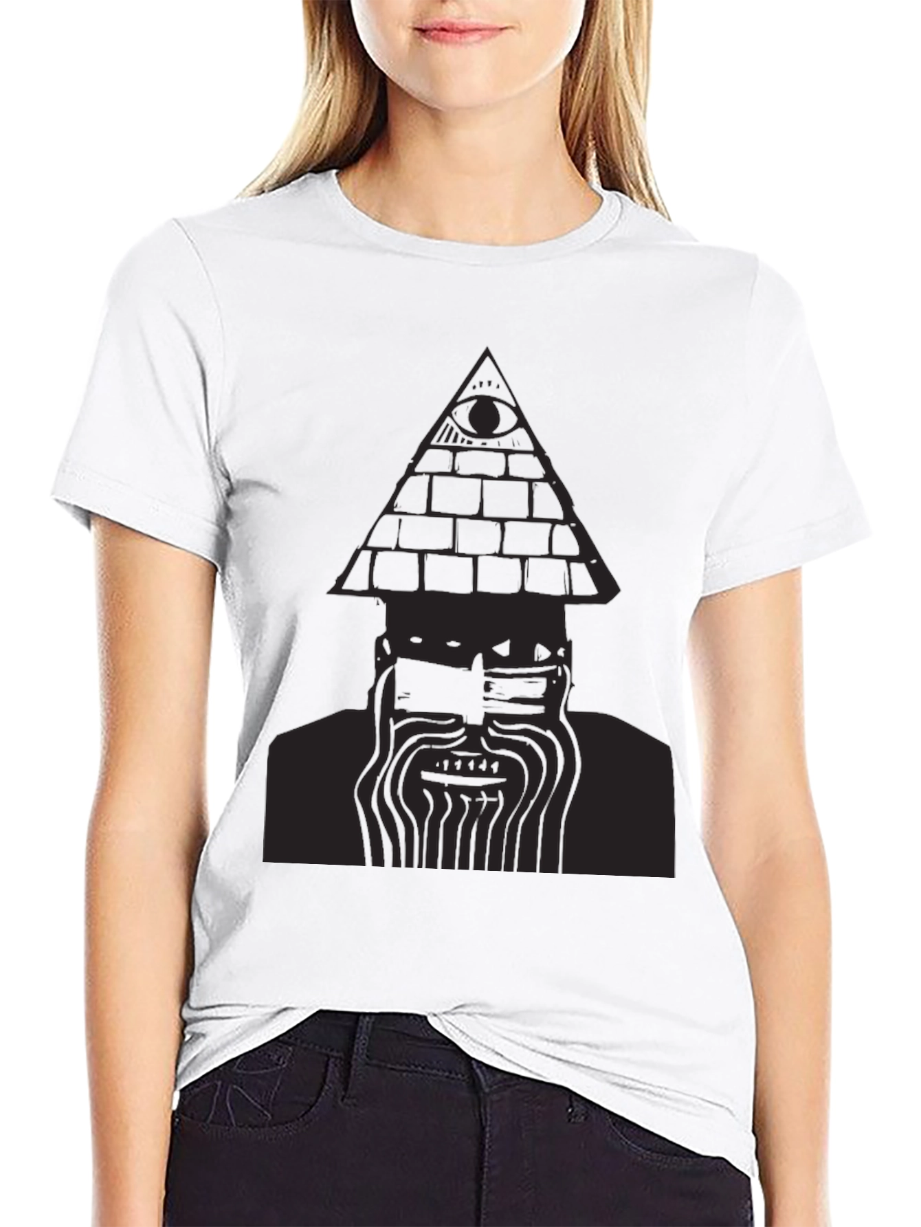 Mens Black T-Shirt with Pyramid Eye Design