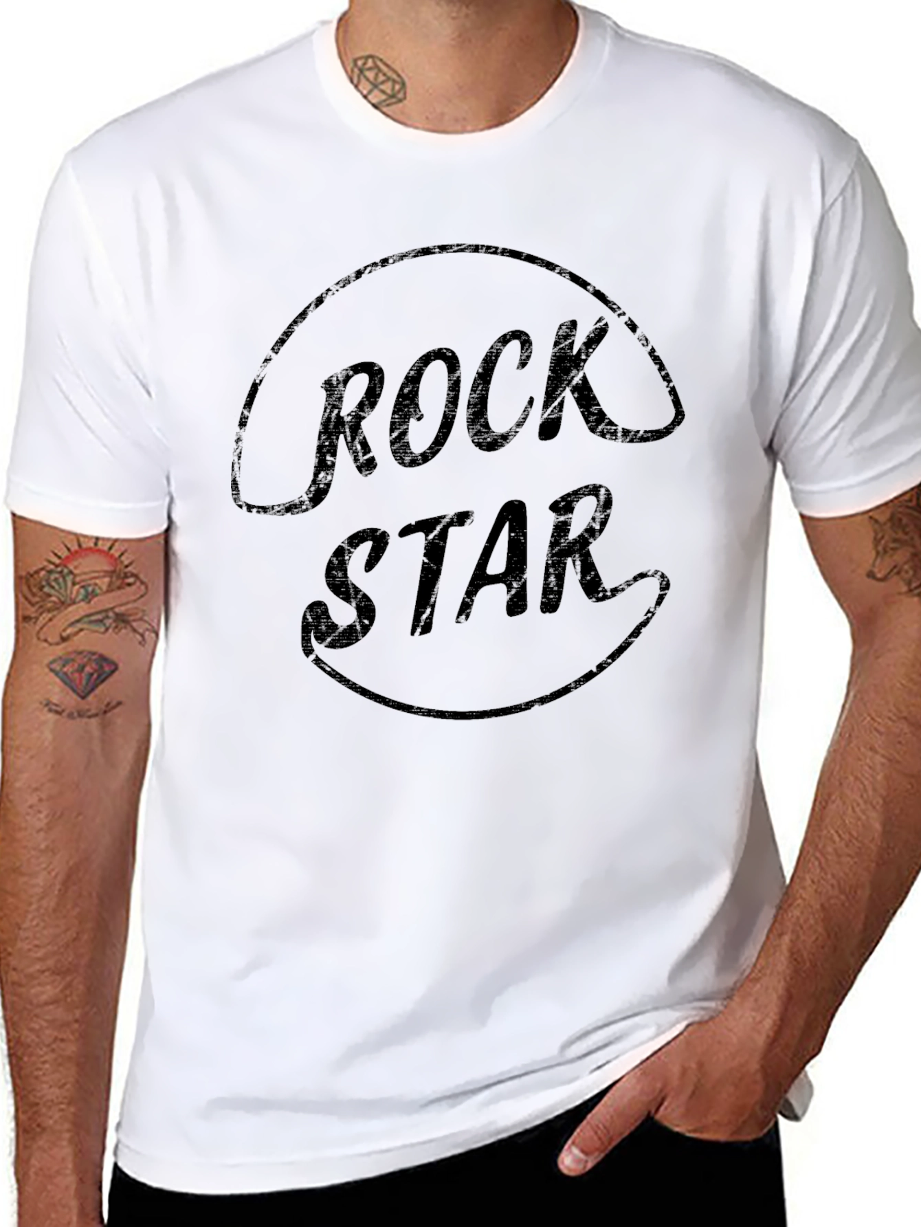 Rock Star Graphic Tee - Black Casual T-Shirt