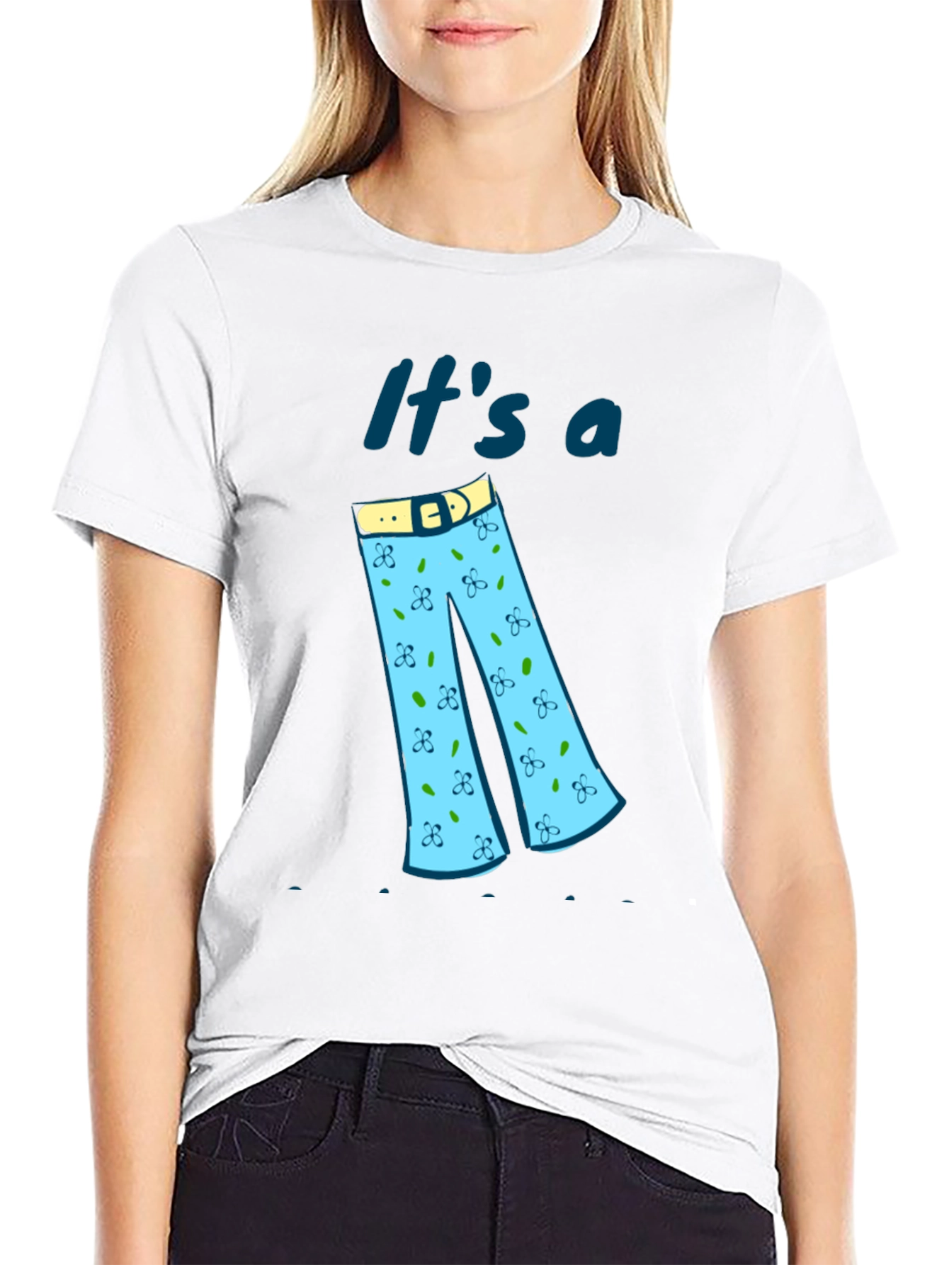 Fun Its a Pants Graphic Black Tee