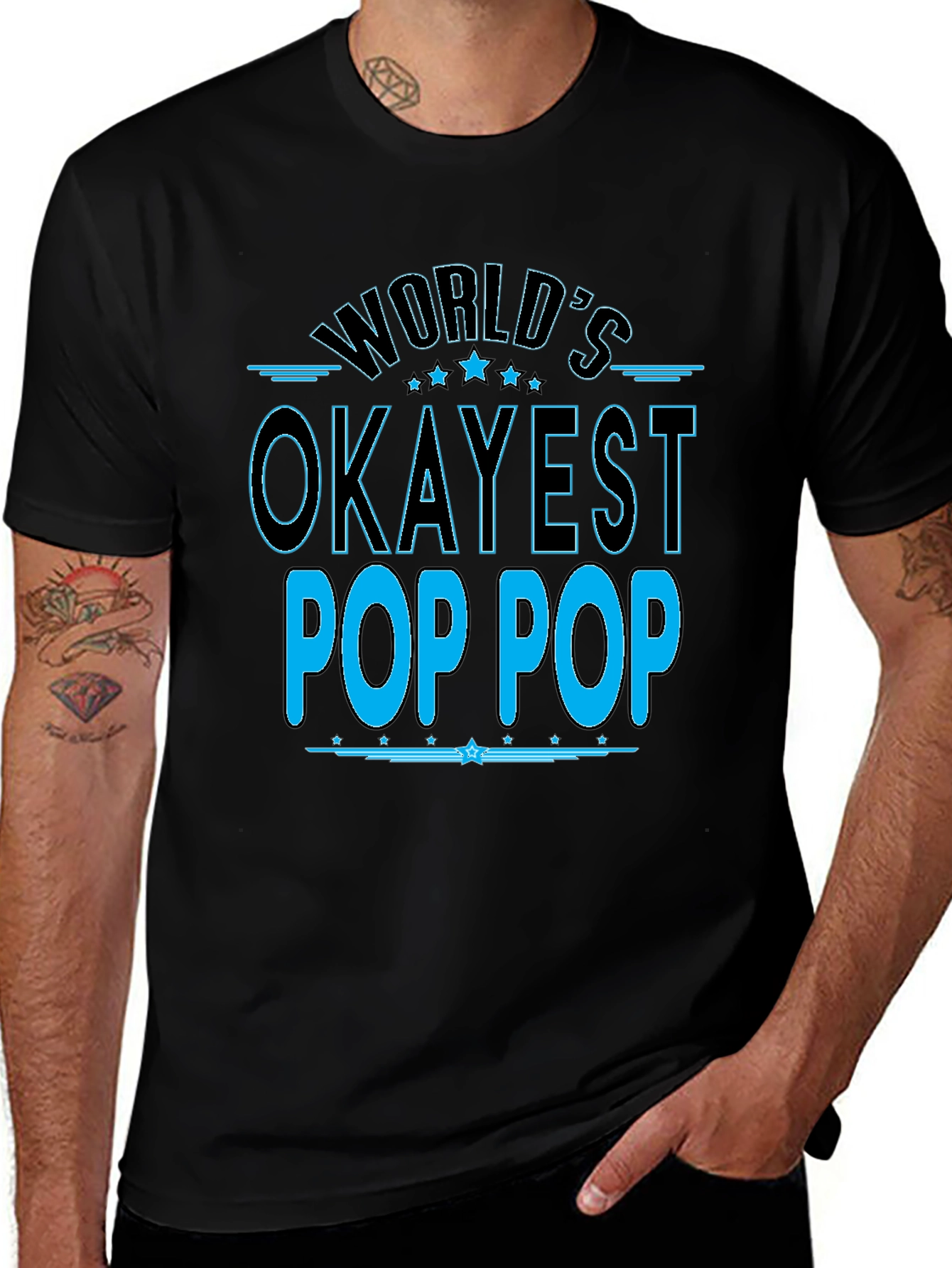 Worlds Okayest Pop Pop T-Shirt - Black