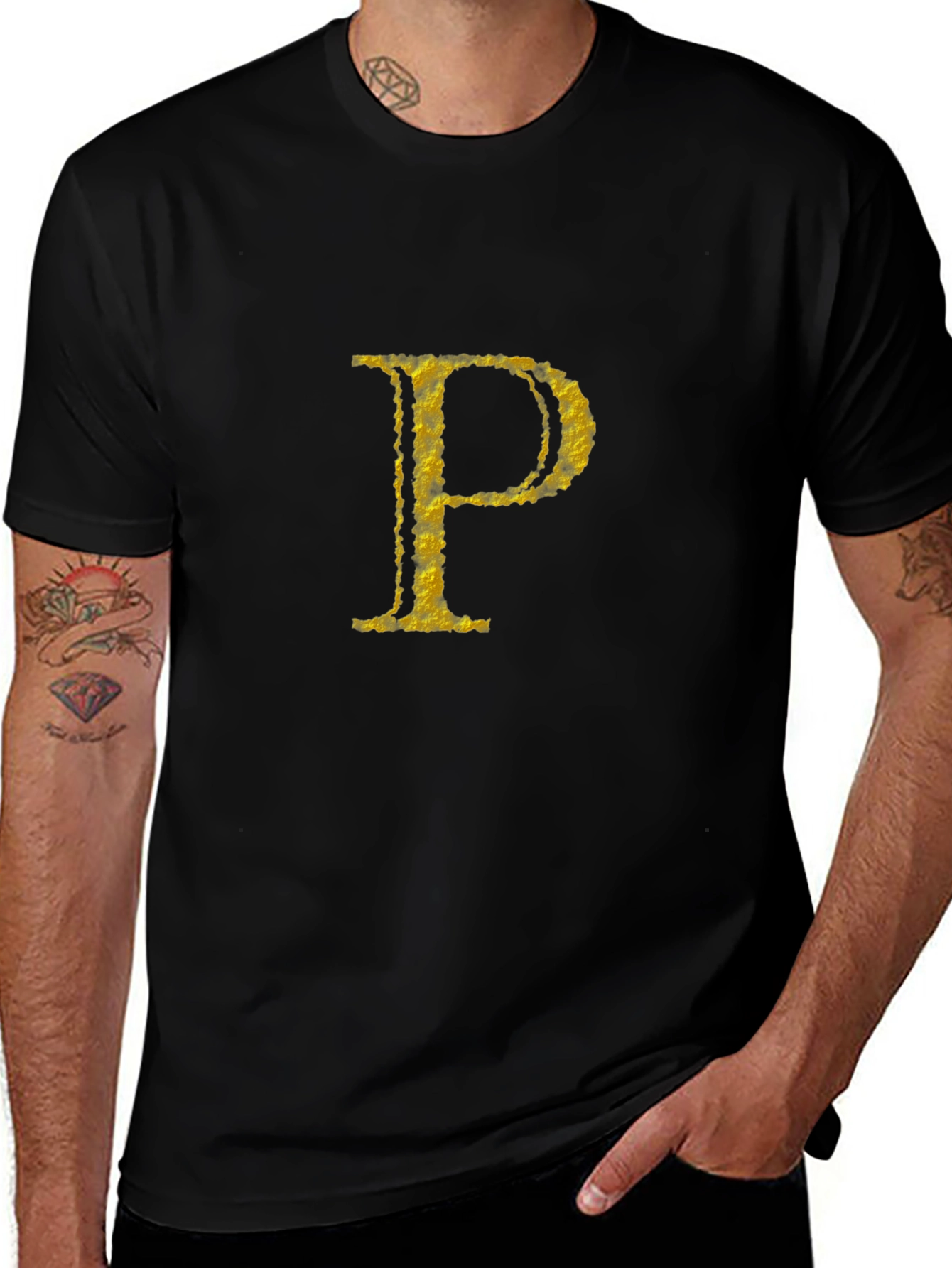 Golden Initial P Black T-Shirt