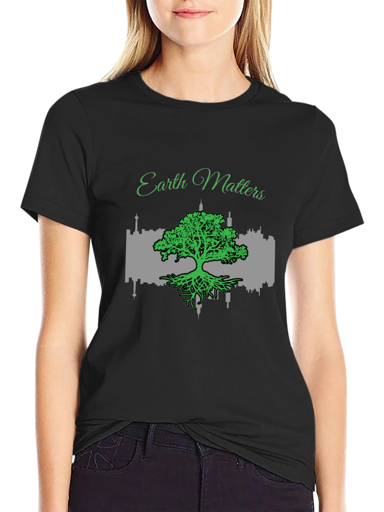 Earth Matters Graphic Tee - Black Cotton T-Shirt