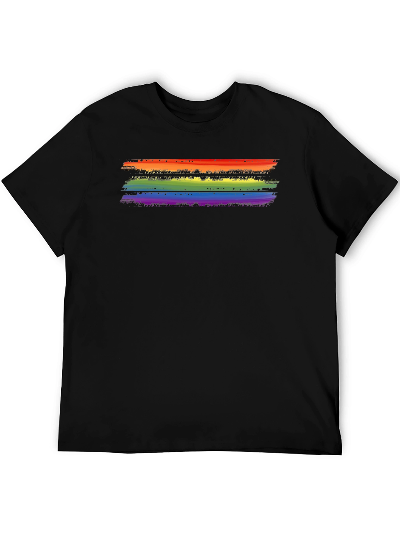 Rainbow Stripe Graphic Black T-Shirt