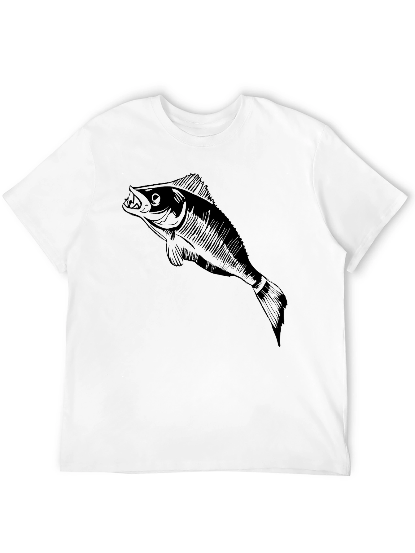 Mens Black T-Shirt with Fish Graphic