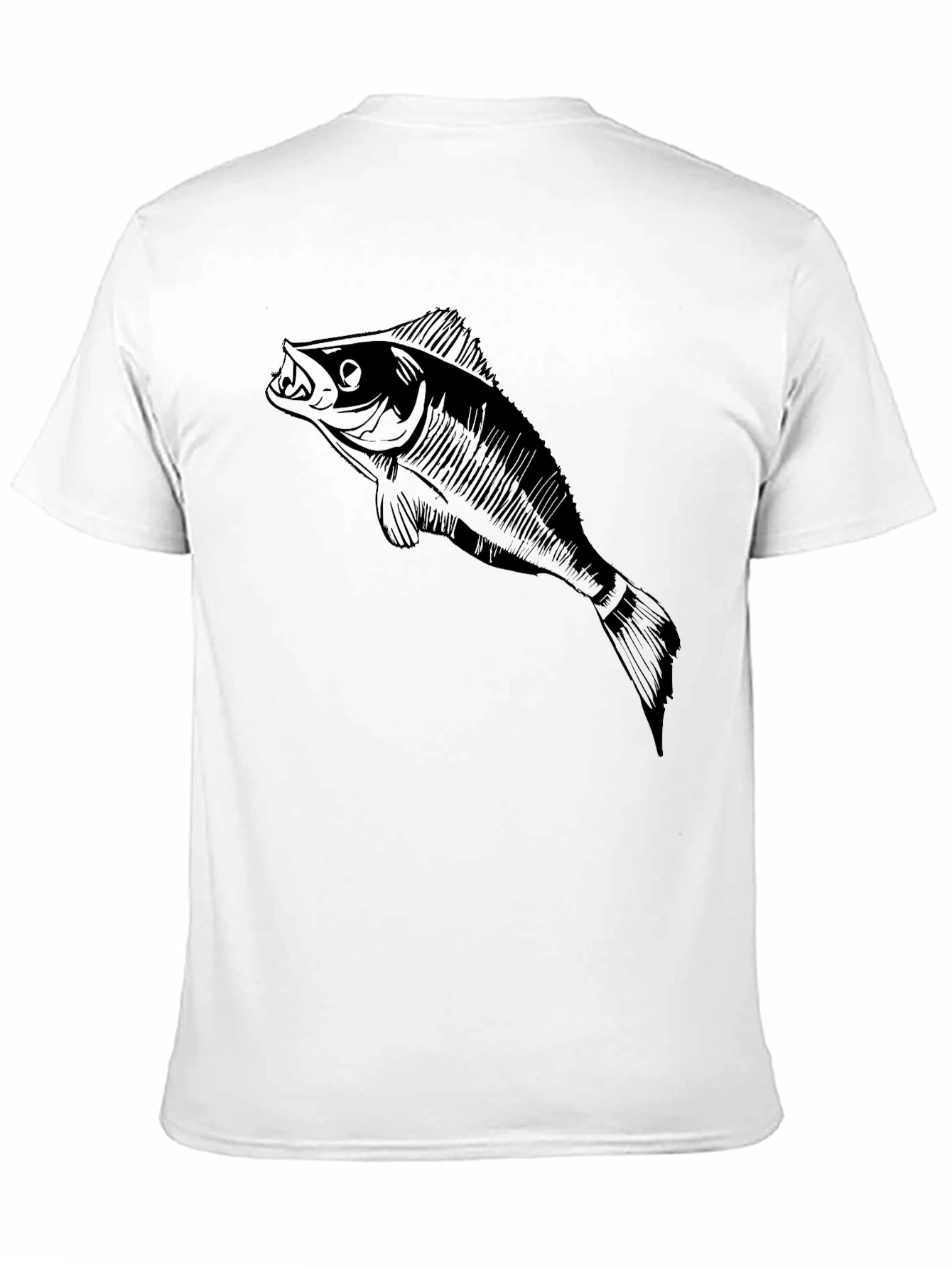 Mens Black T-Shirt with Fish Graphic