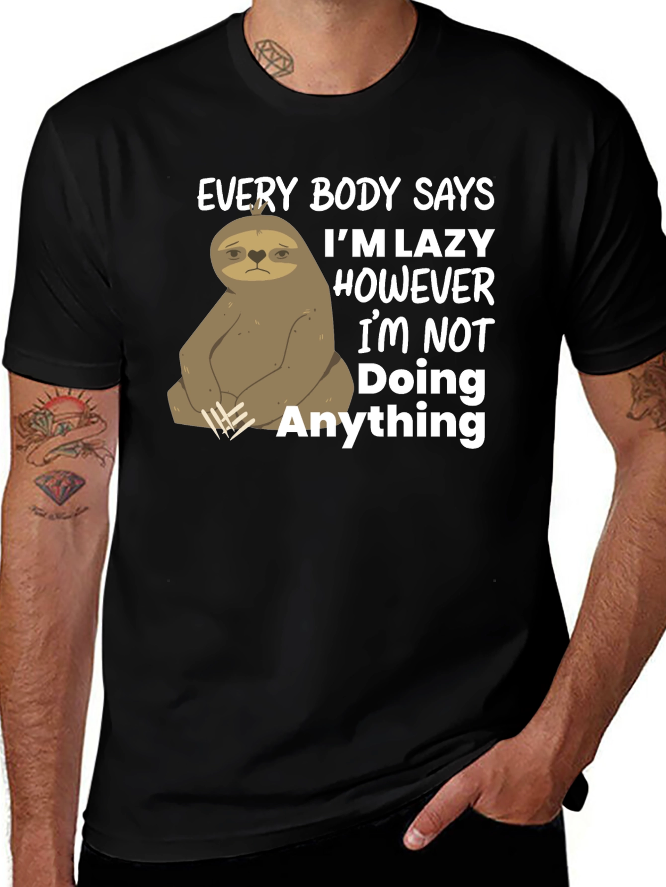 Lazy Sloth Graphic T-Shirt - Funny & Relatable