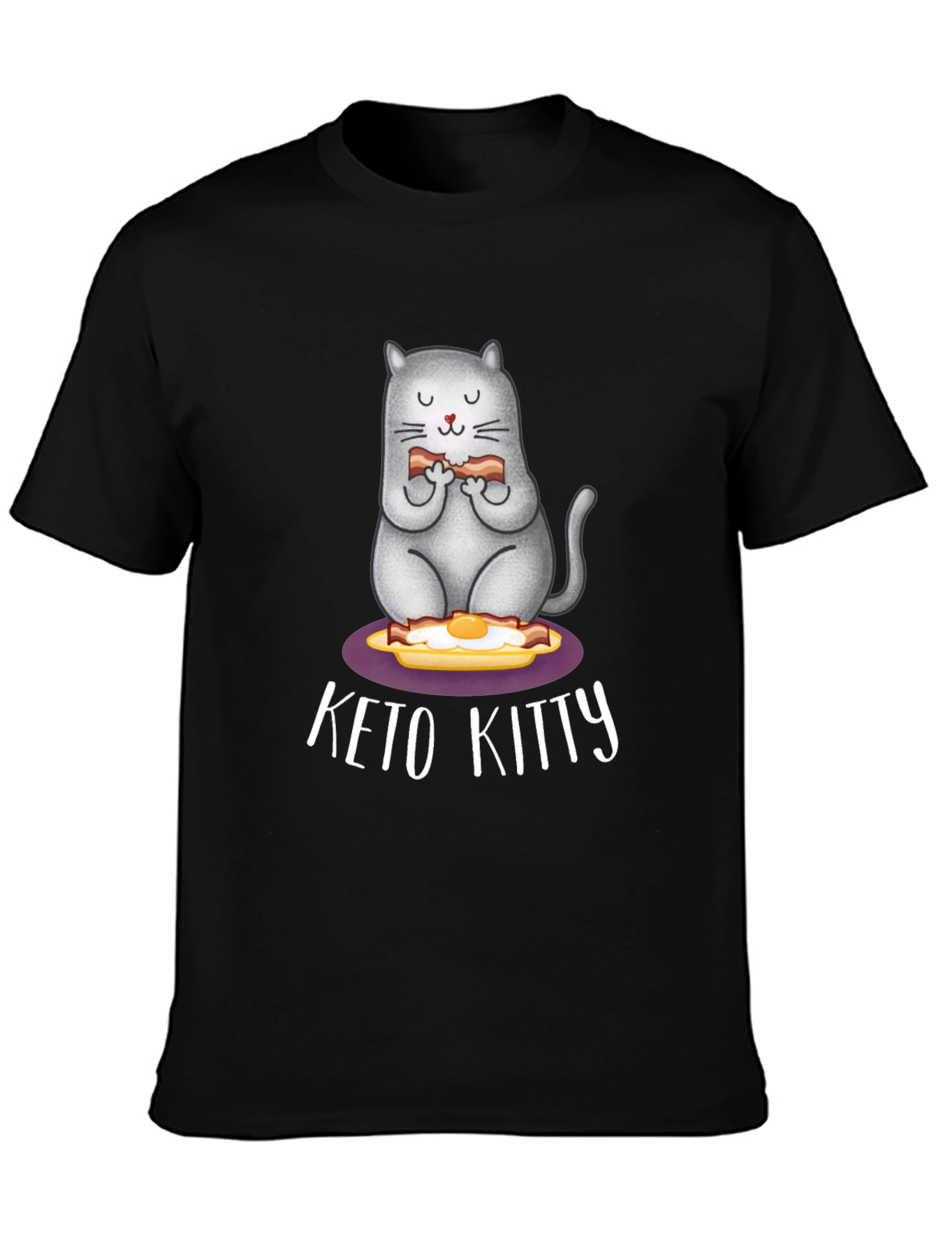 Keto Kitty T-Shirt: Cute Cat Bacon & Eggs Tee
