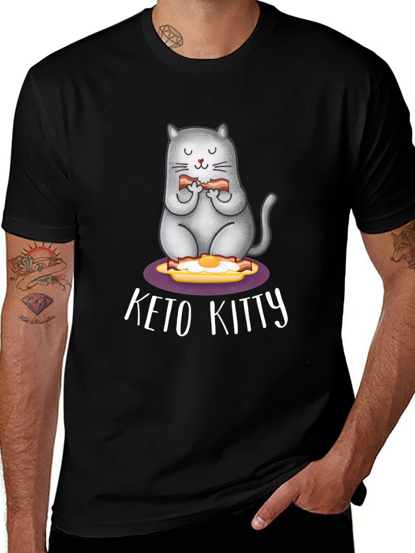 Keto Kitty T-Shirt: Cute Cat Bacon & Eggs Tee