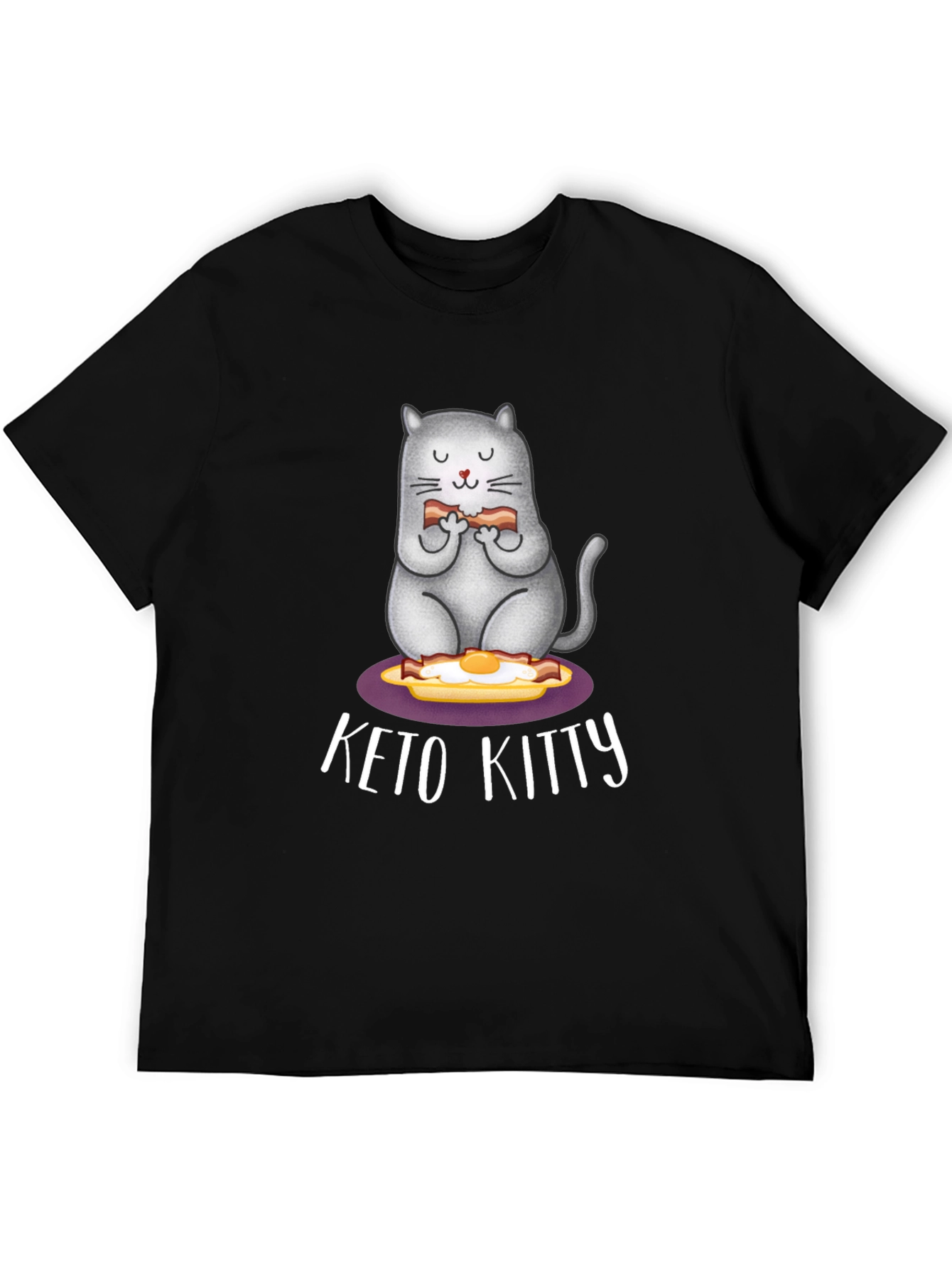 Keto Kitty T-Shirt: Cute Cat Bacon & Eggs Tee