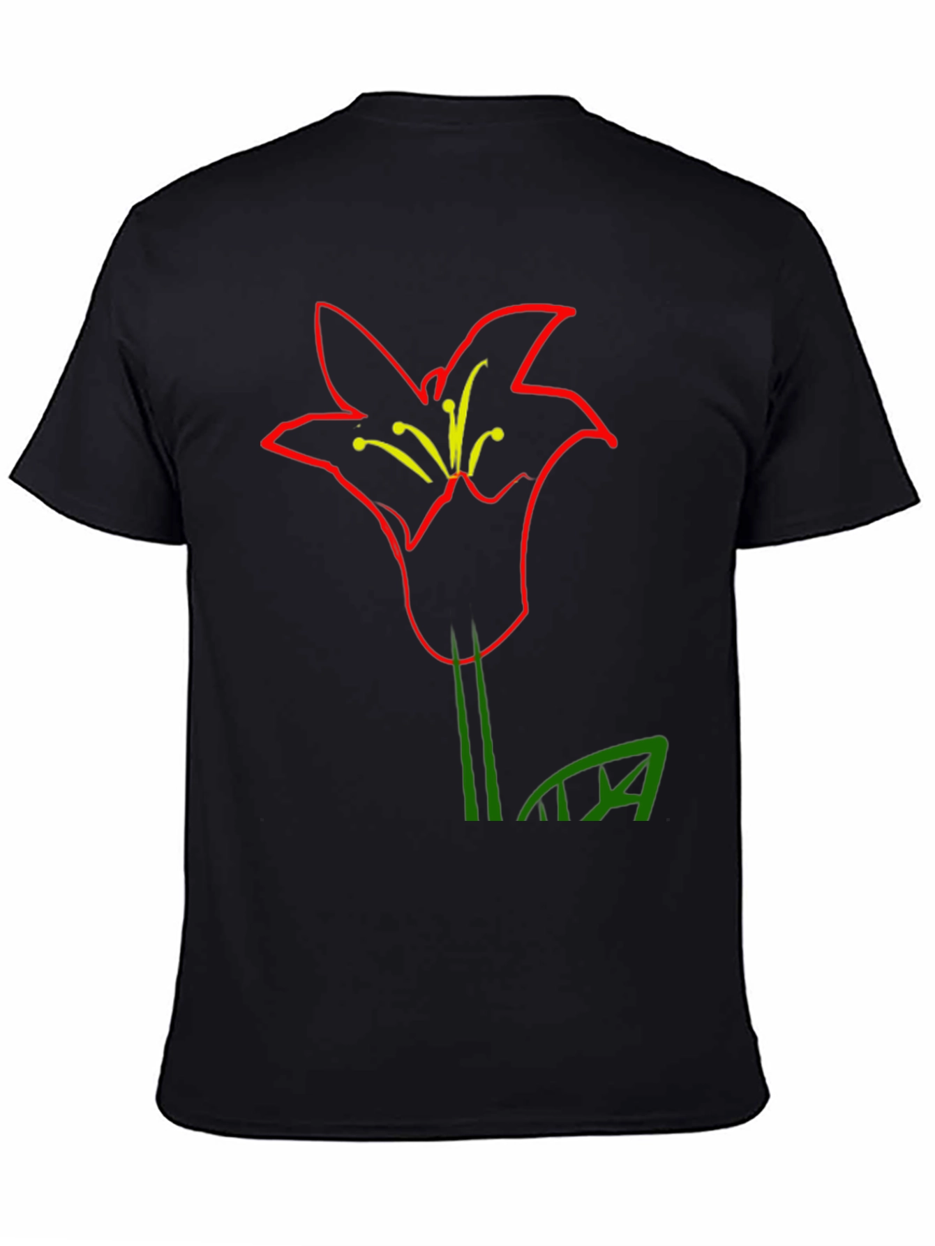 Modern Flower Graphic Black T-Shirt