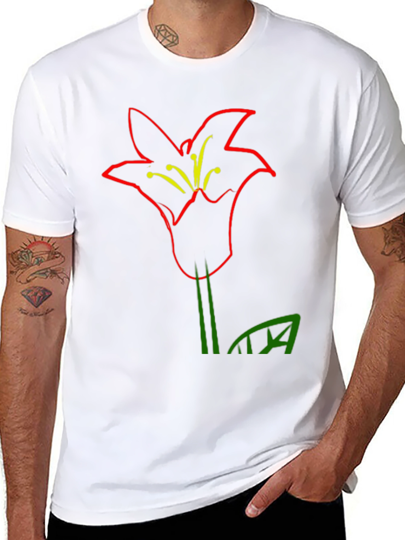 Modern Flower Graphic Black T-Shirt