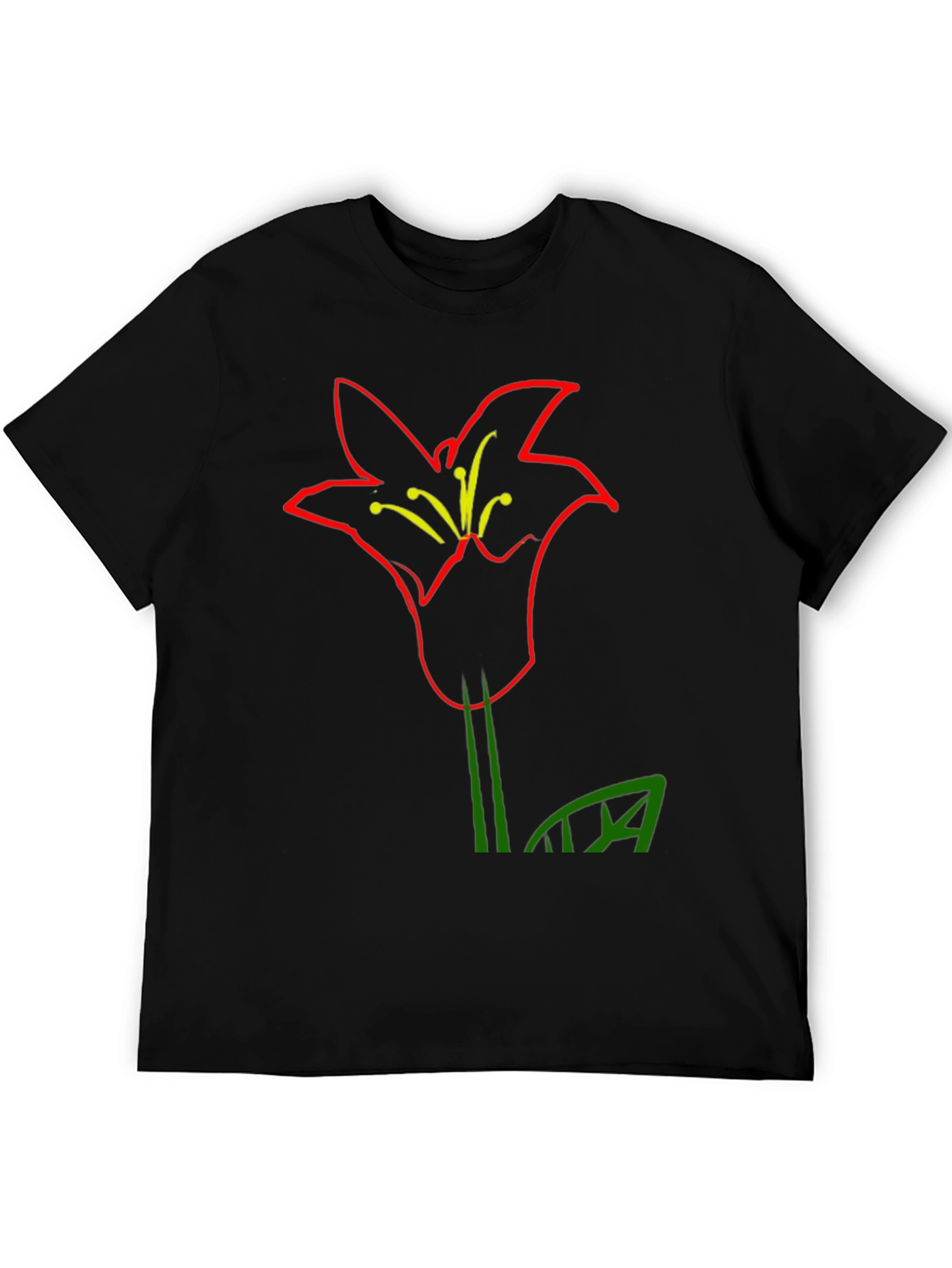 Modern Flower Graphic Black T-Shirt