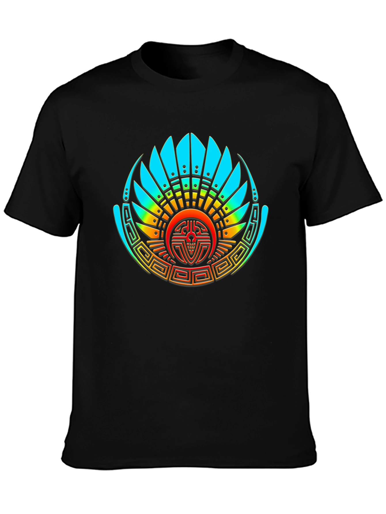 Aztec Feathered Serpent Graphic Tee - Black