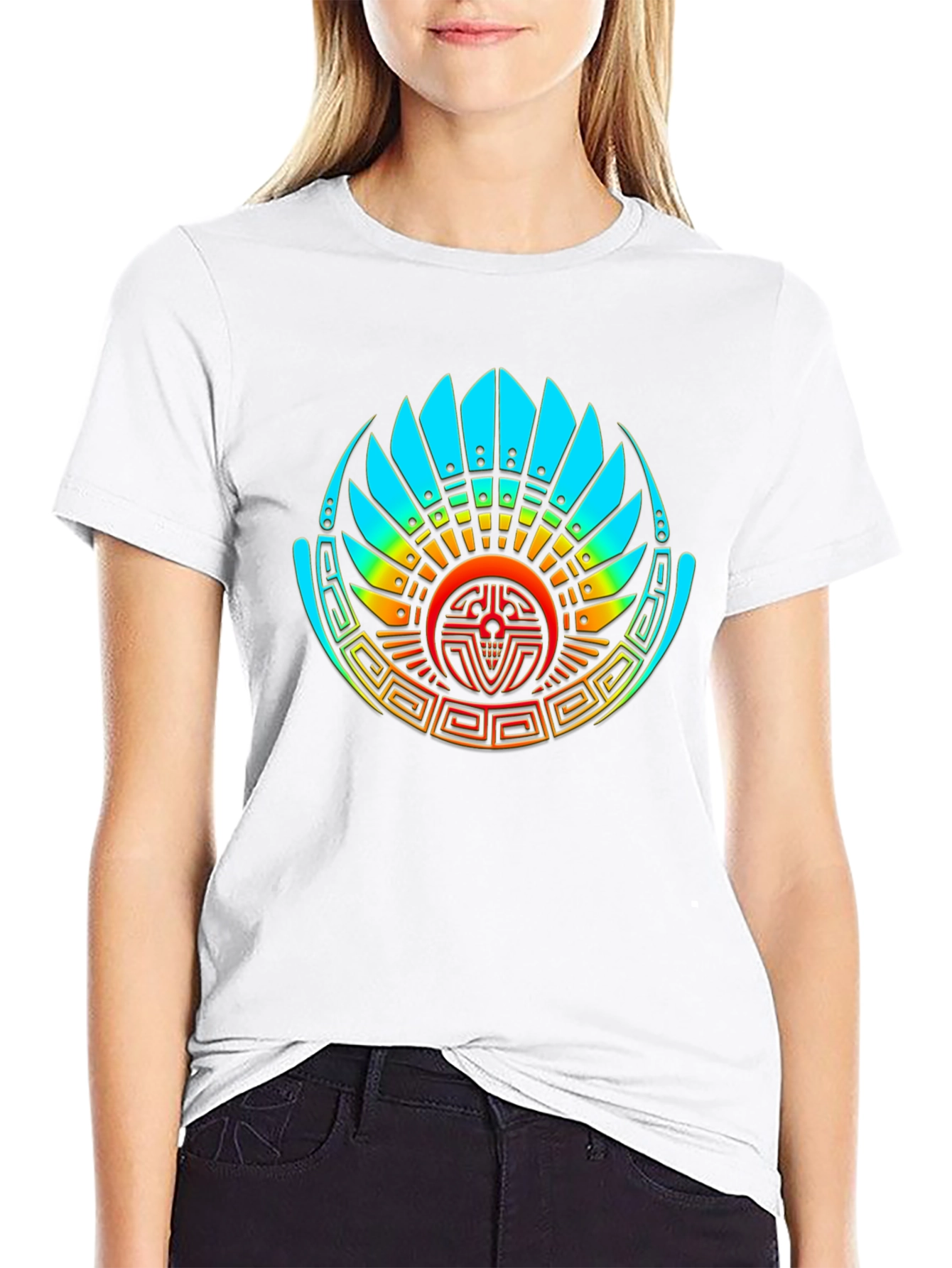 Aztec Feathered Serpent Graphic Tee - Black
