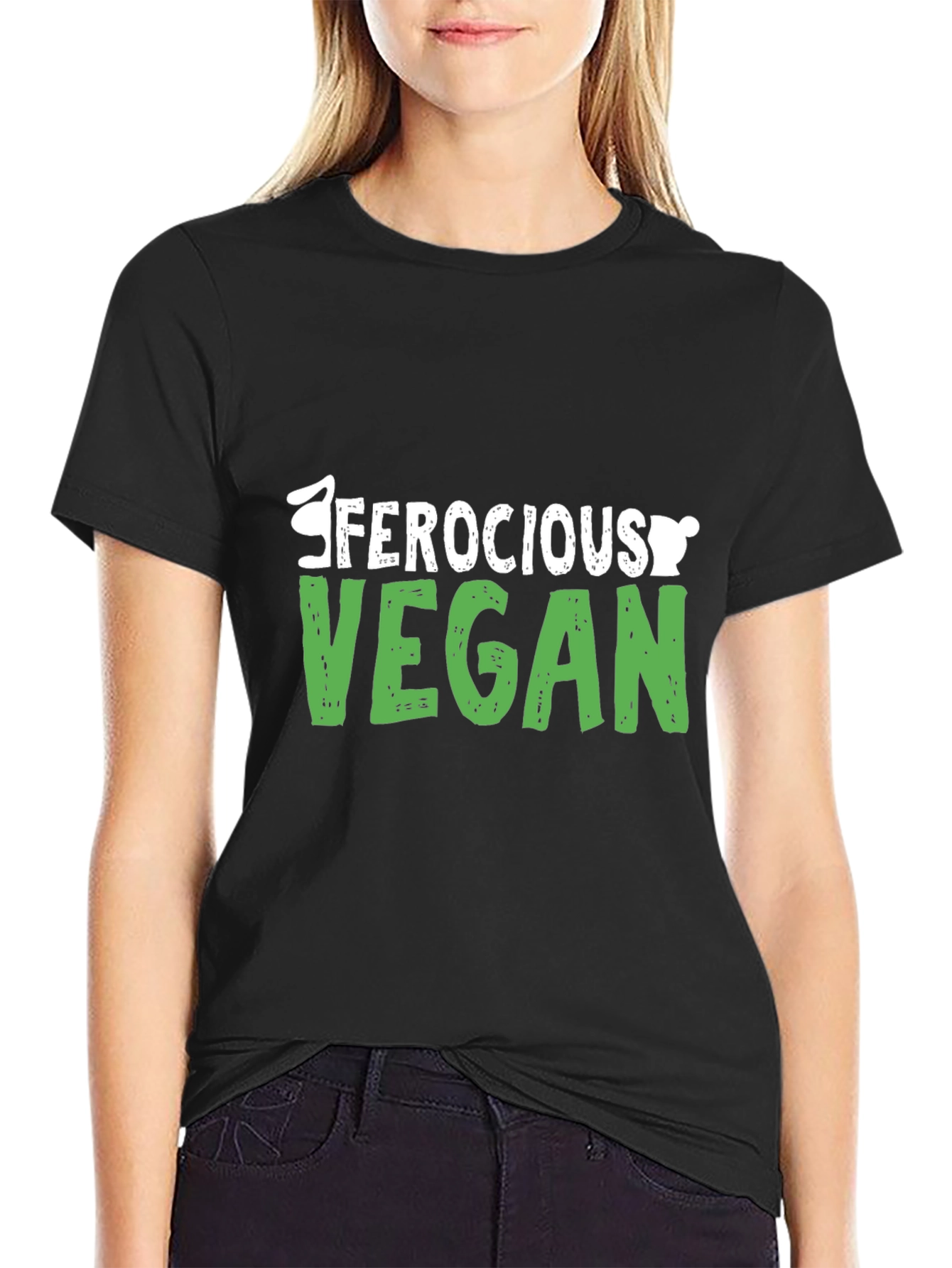 Ferocious Vegan Graphic T-Shirt - Black Cotton Tee