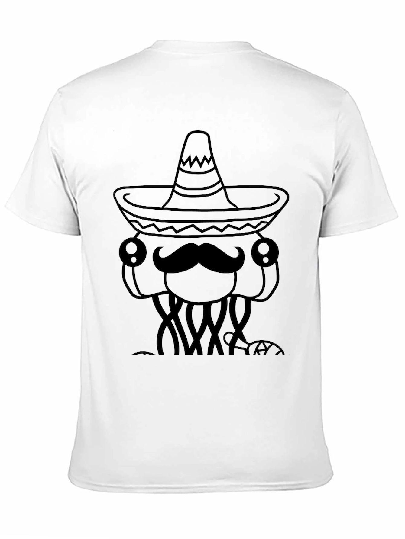 Mens Black T-Shirt with Funny Jellyfish Sombrero Design