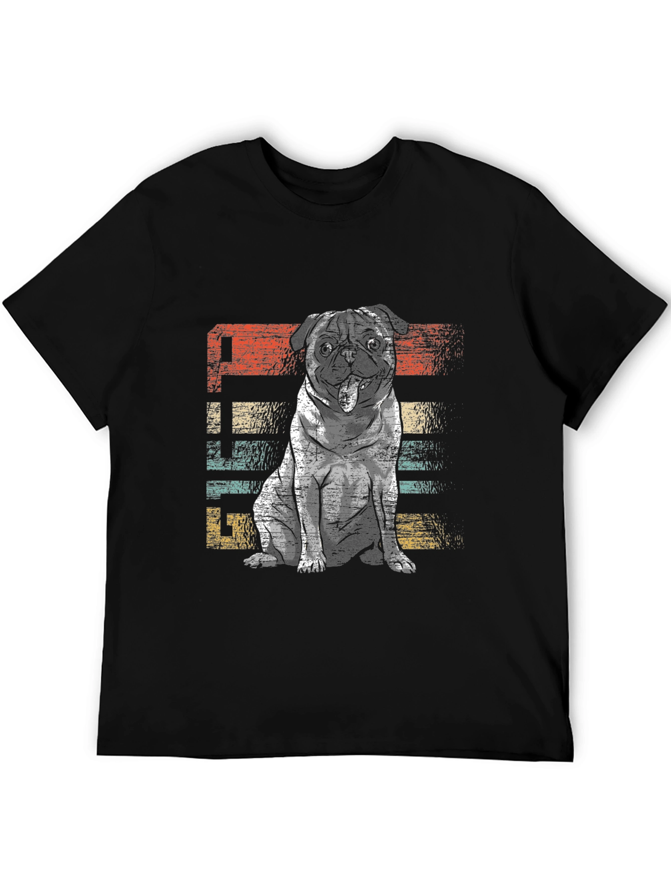 Retro Pug Graphic Tee - Unisex Black T-Shirt