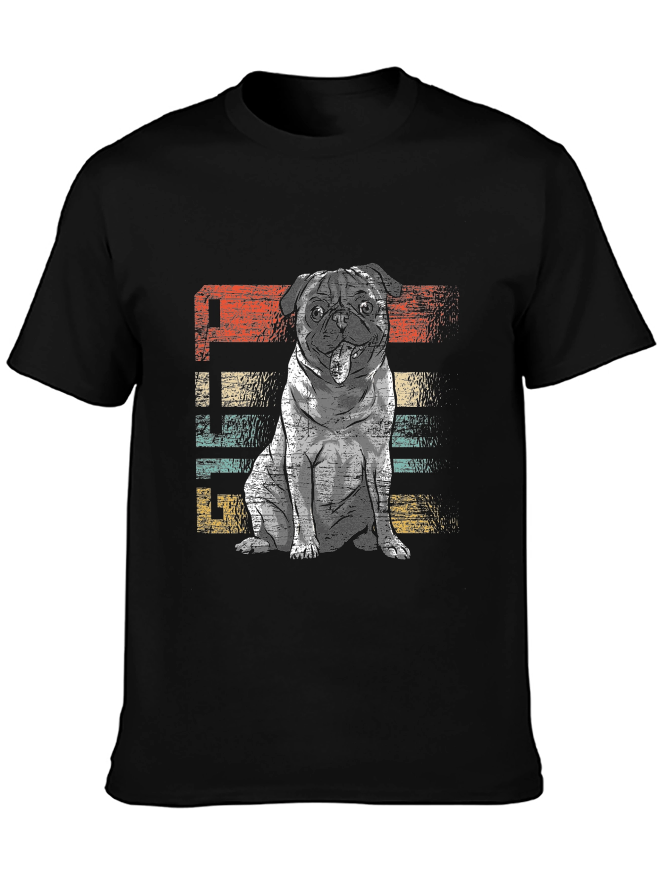 Retro Pug Graphic Tee - Unisex Black T-Shirt