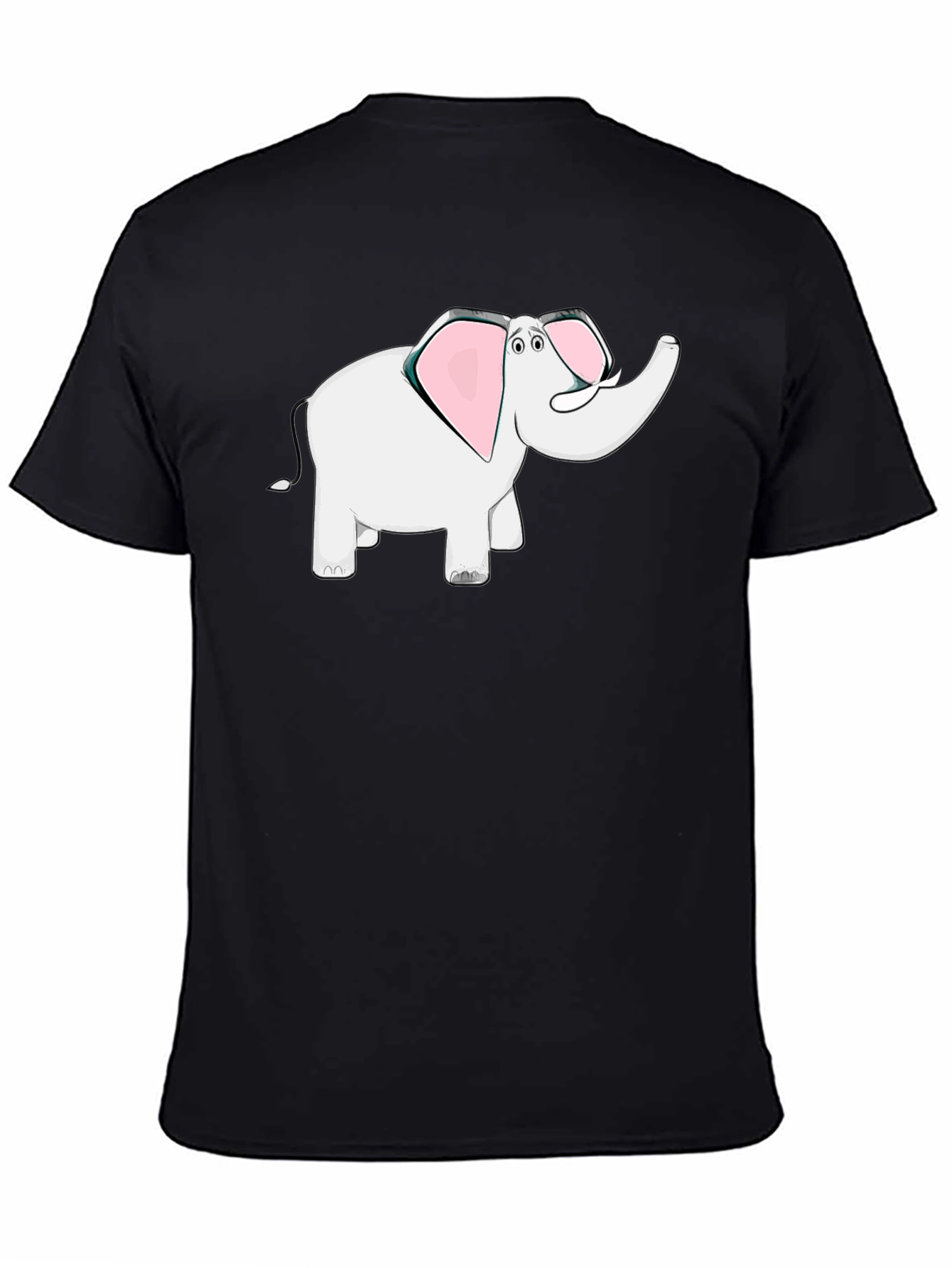Elephant Cartoon Black T-Shirt
