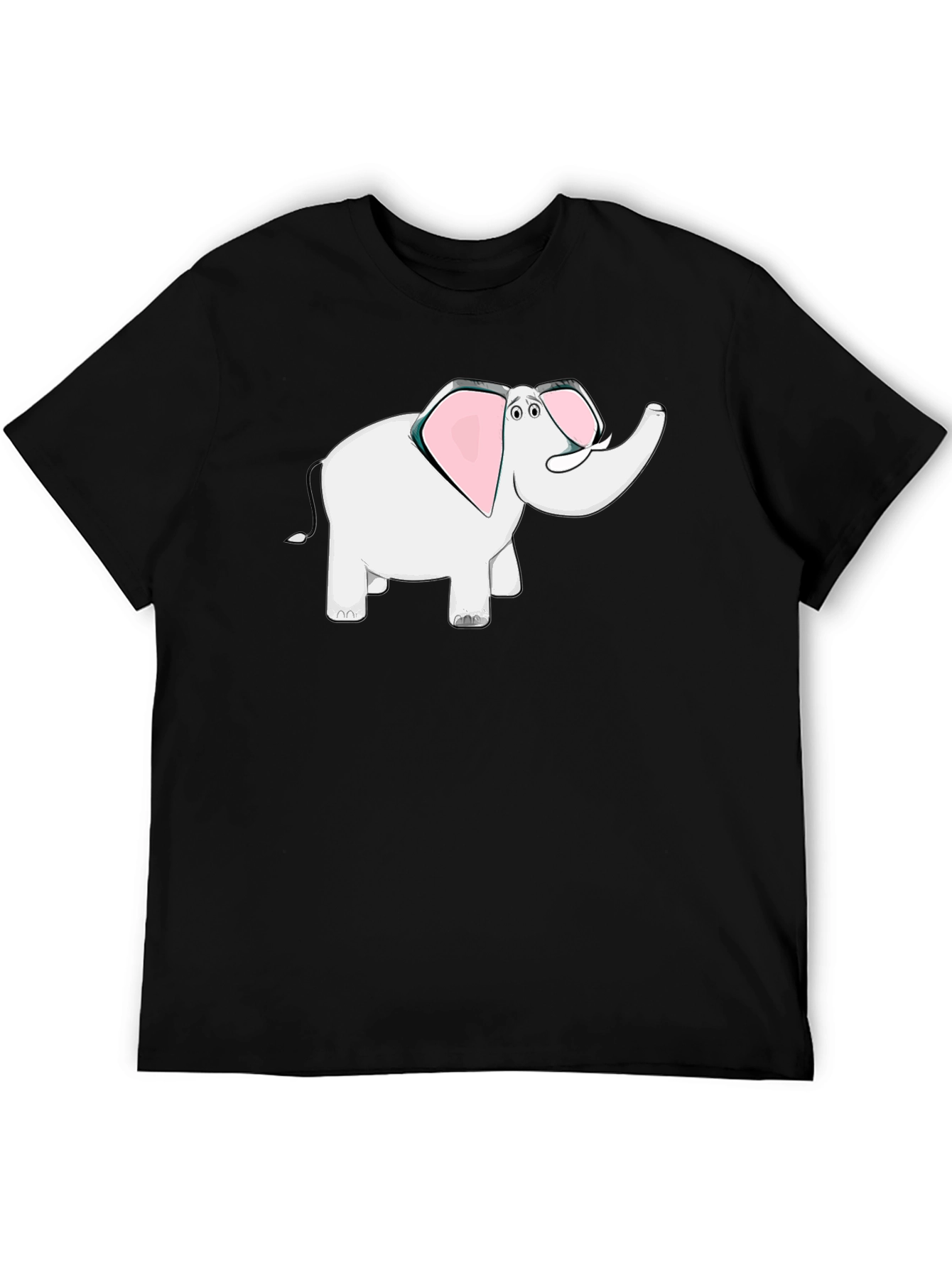 Elephant Cartoon Black T-Shirt