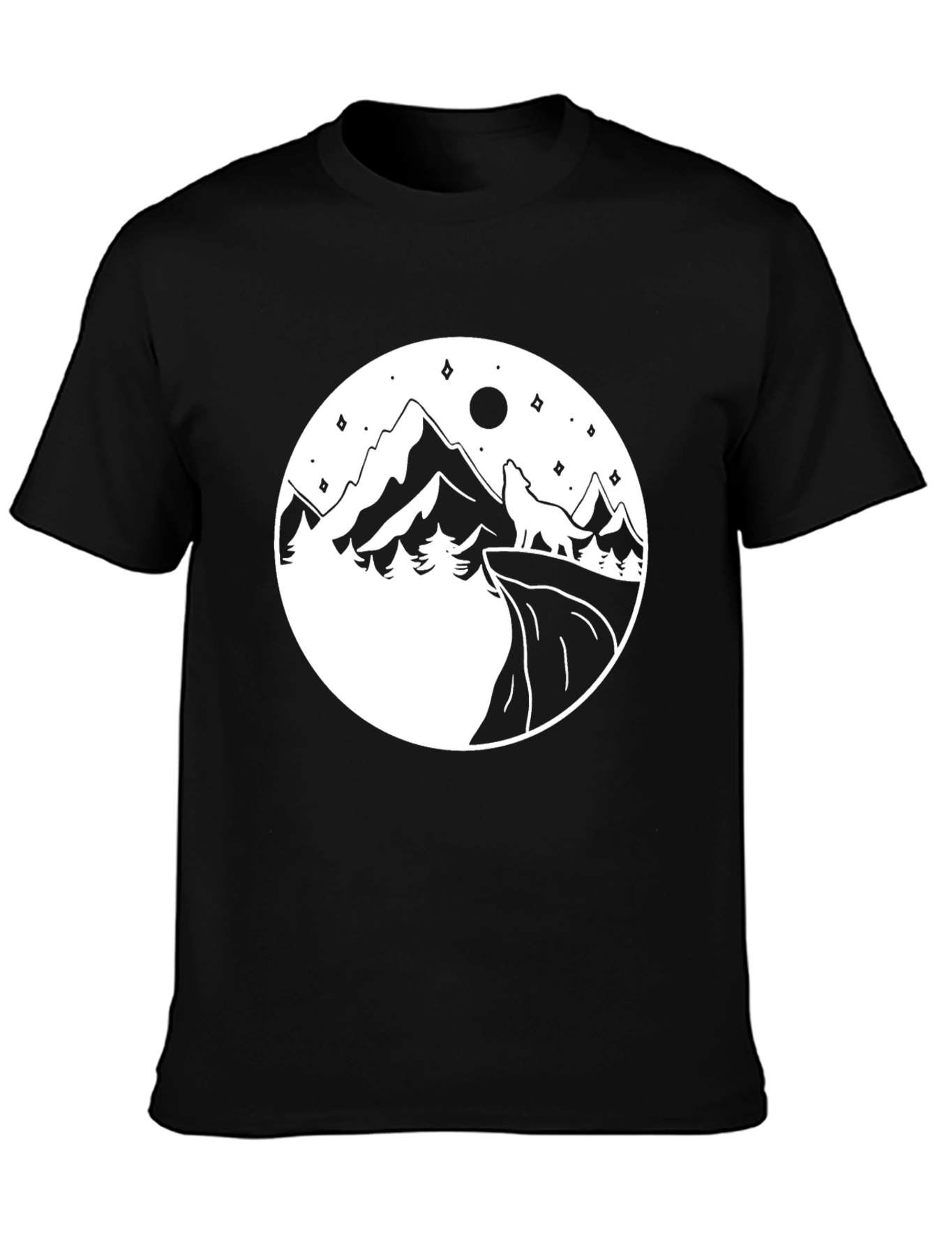 Mountain Wolf Graphic Tee - Black