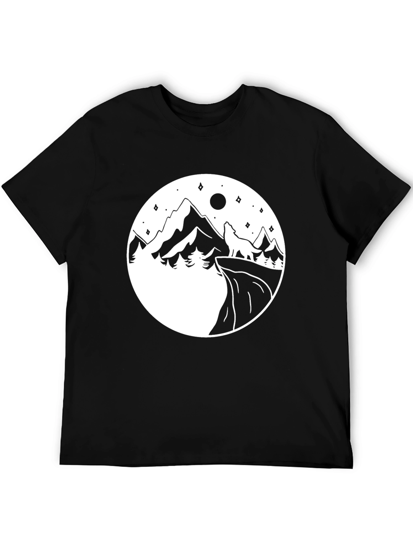Mountain Wolf Graphic Tee - Black
