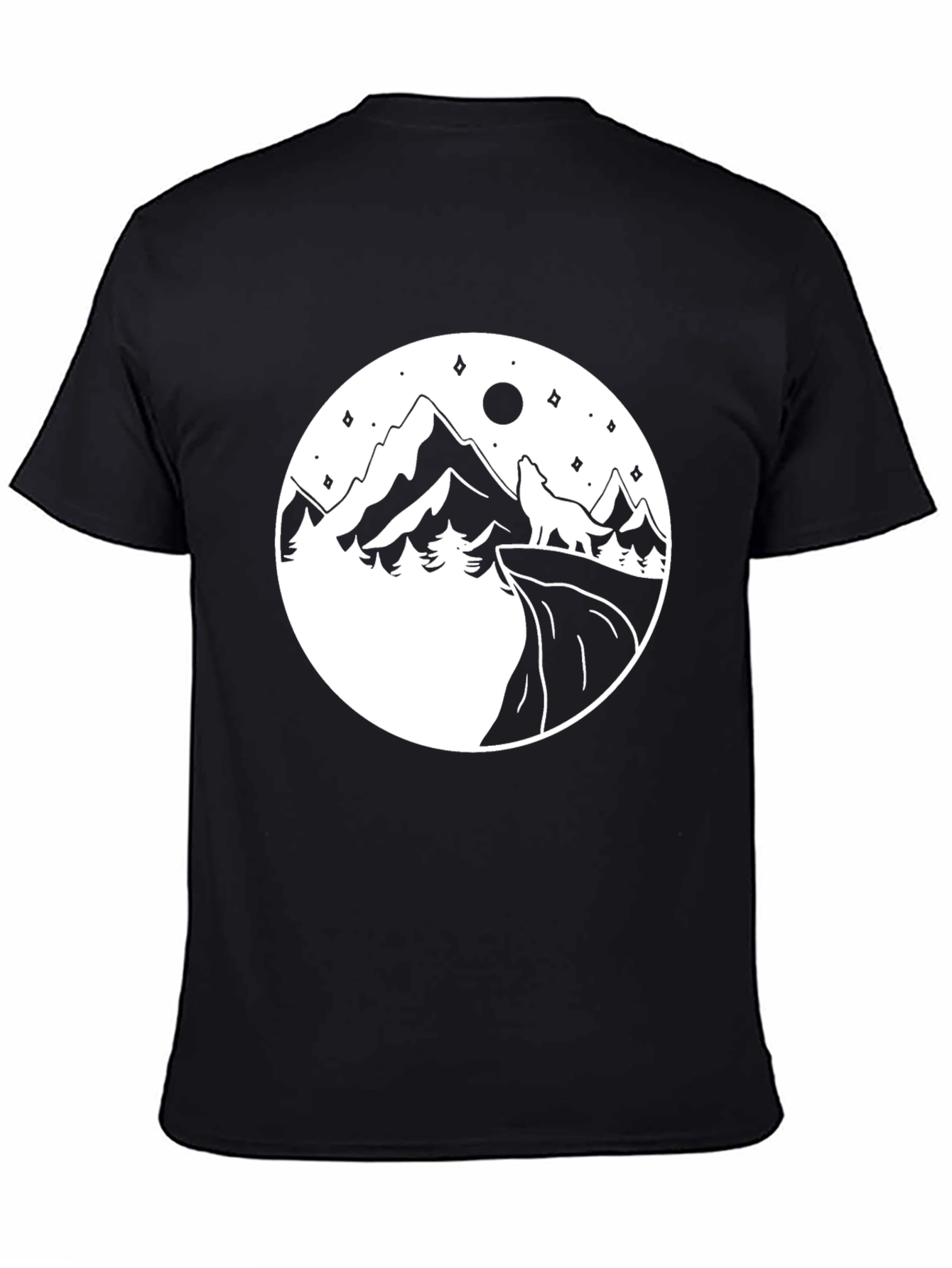 Mountain Wolf Graphic Tee - Black