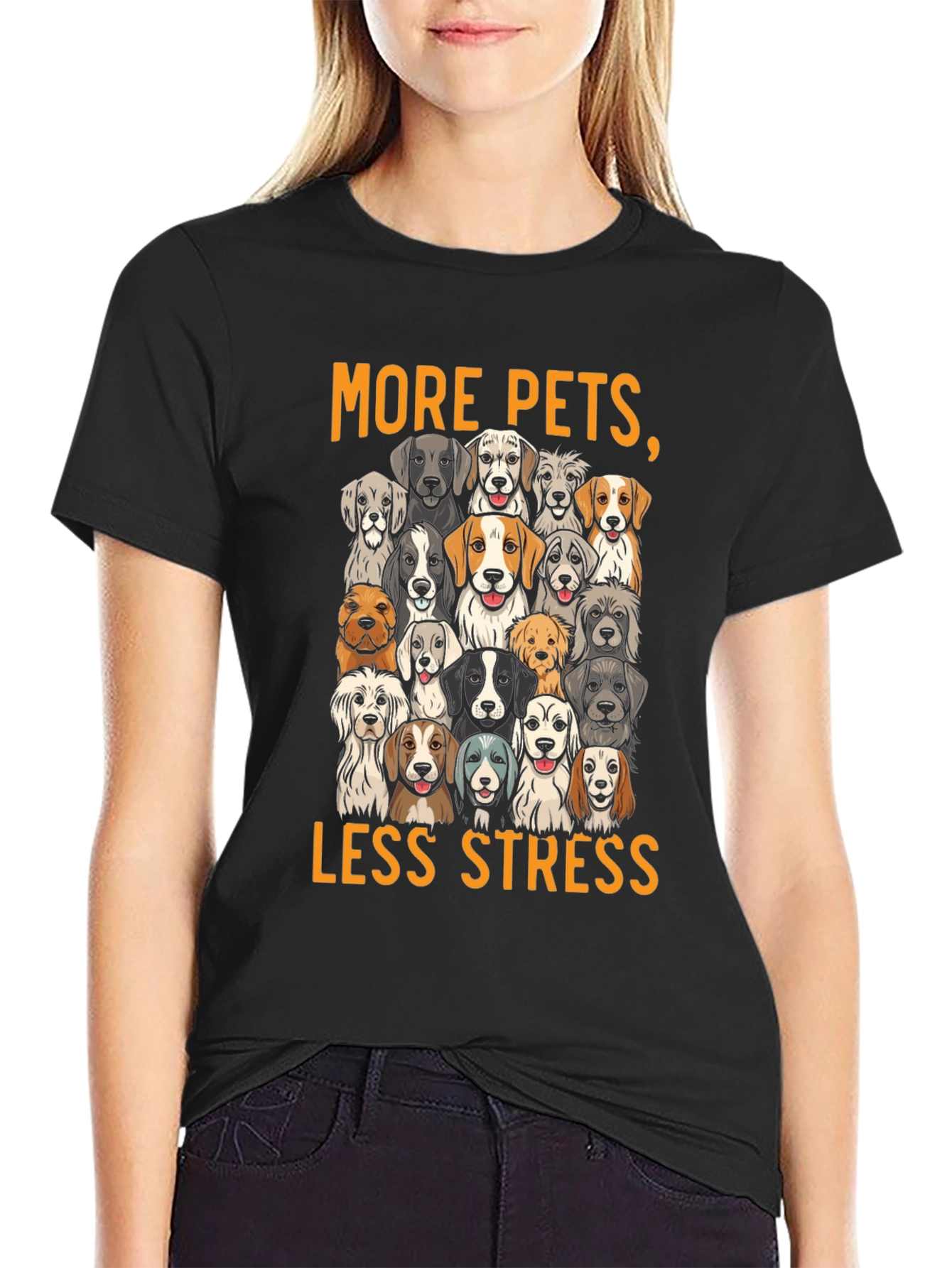 More Pets Less Stress Dog T-Shirt