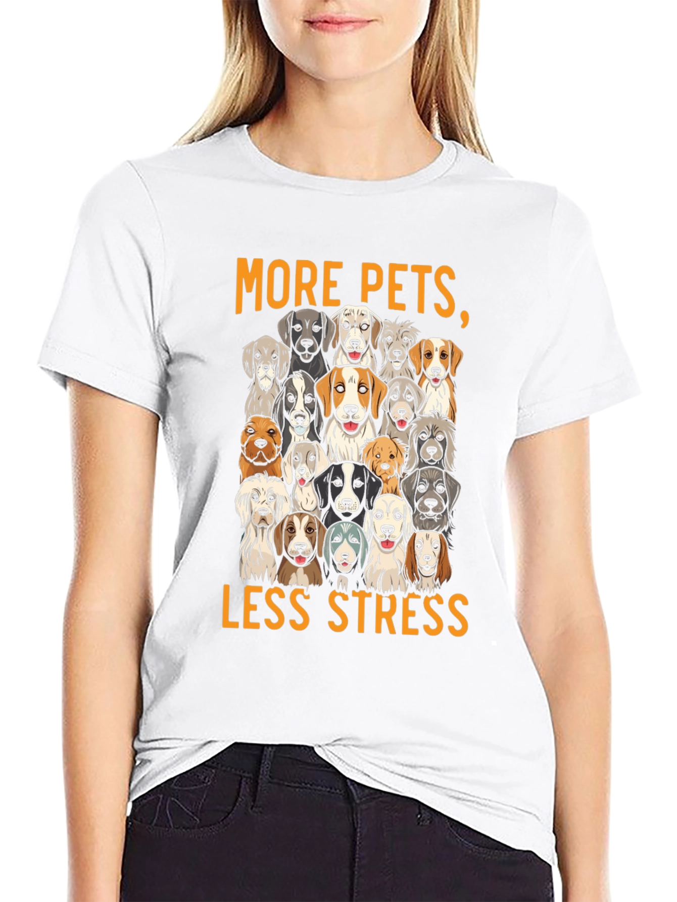 More Pets Less Stress Dog T-Shirt