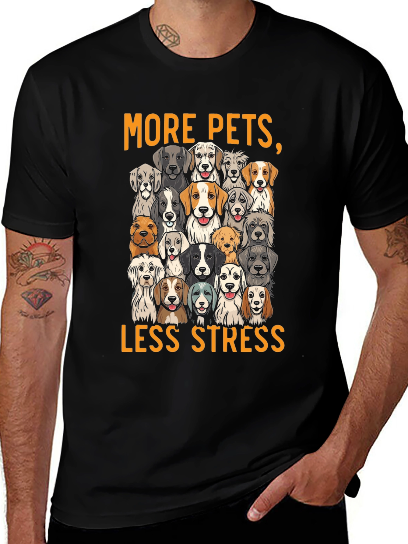 More Pets Less Stress Dog T-Shirt