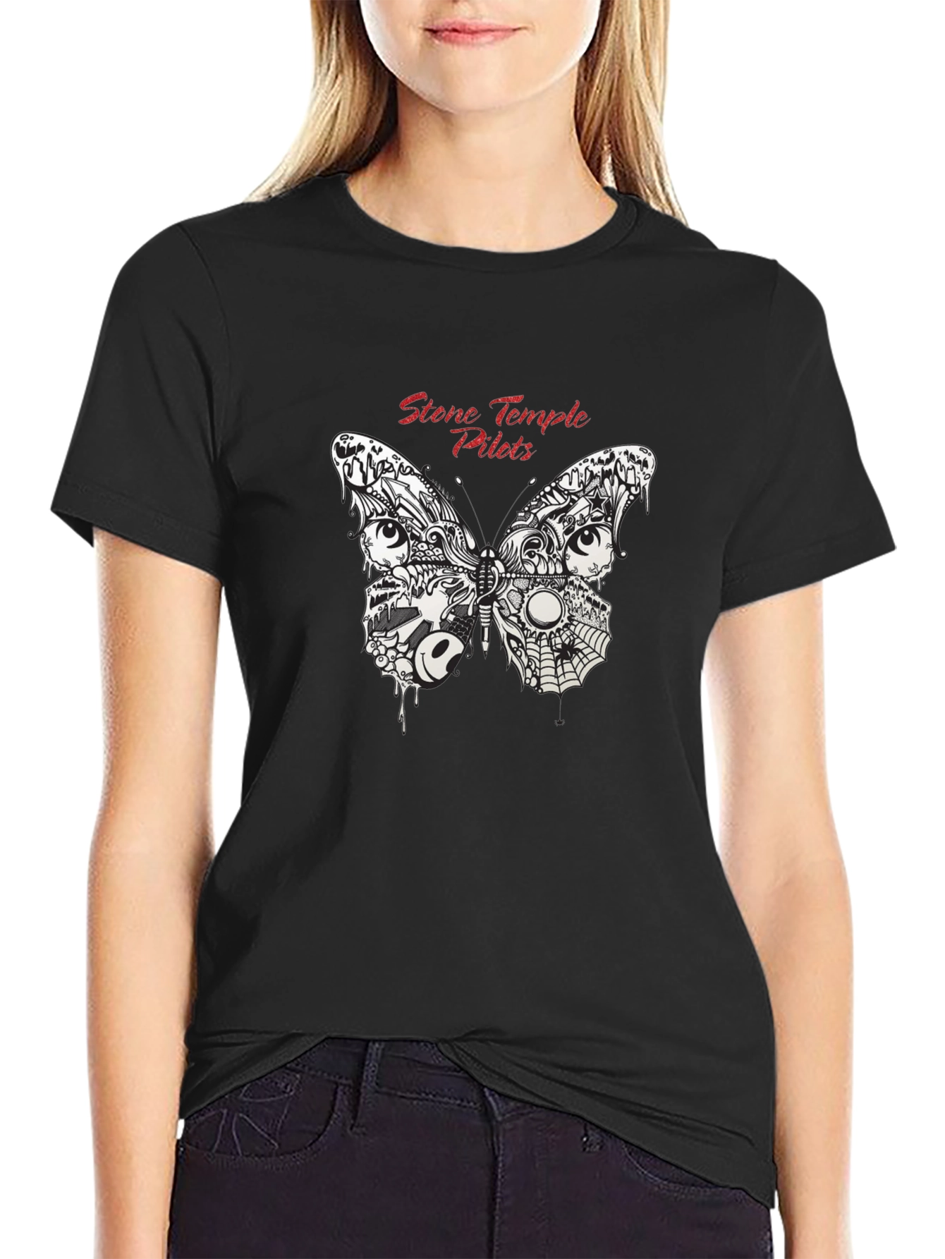 Stone Temple Pilots Butterfly Graphic Black T-Shirt