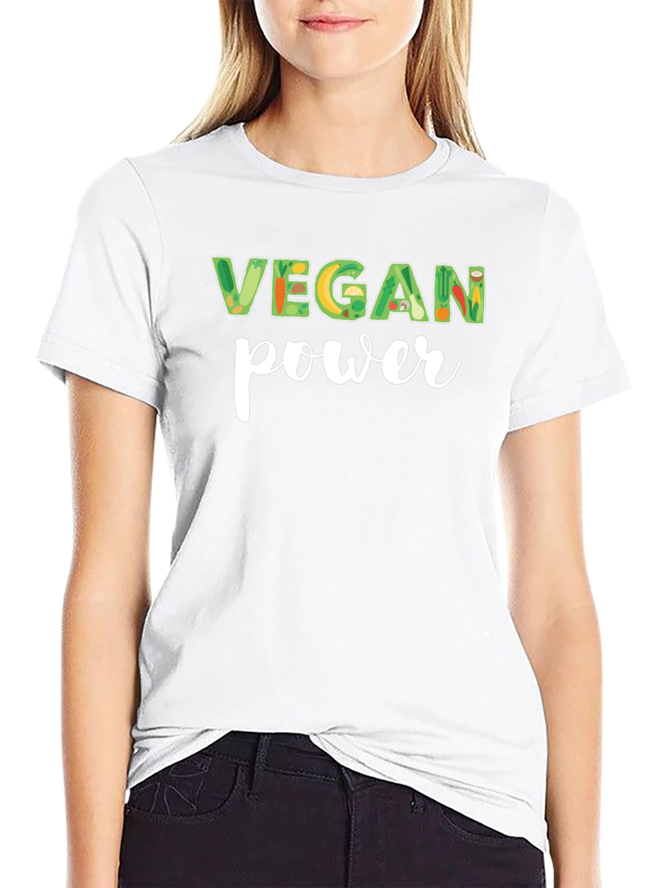 Vegan Power Graphic T-Shirt - Black